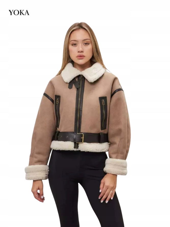 Dámská Kožená Bunda S Kožíškem, Vintage Pilotka, Stylová, Univerzální Yoka