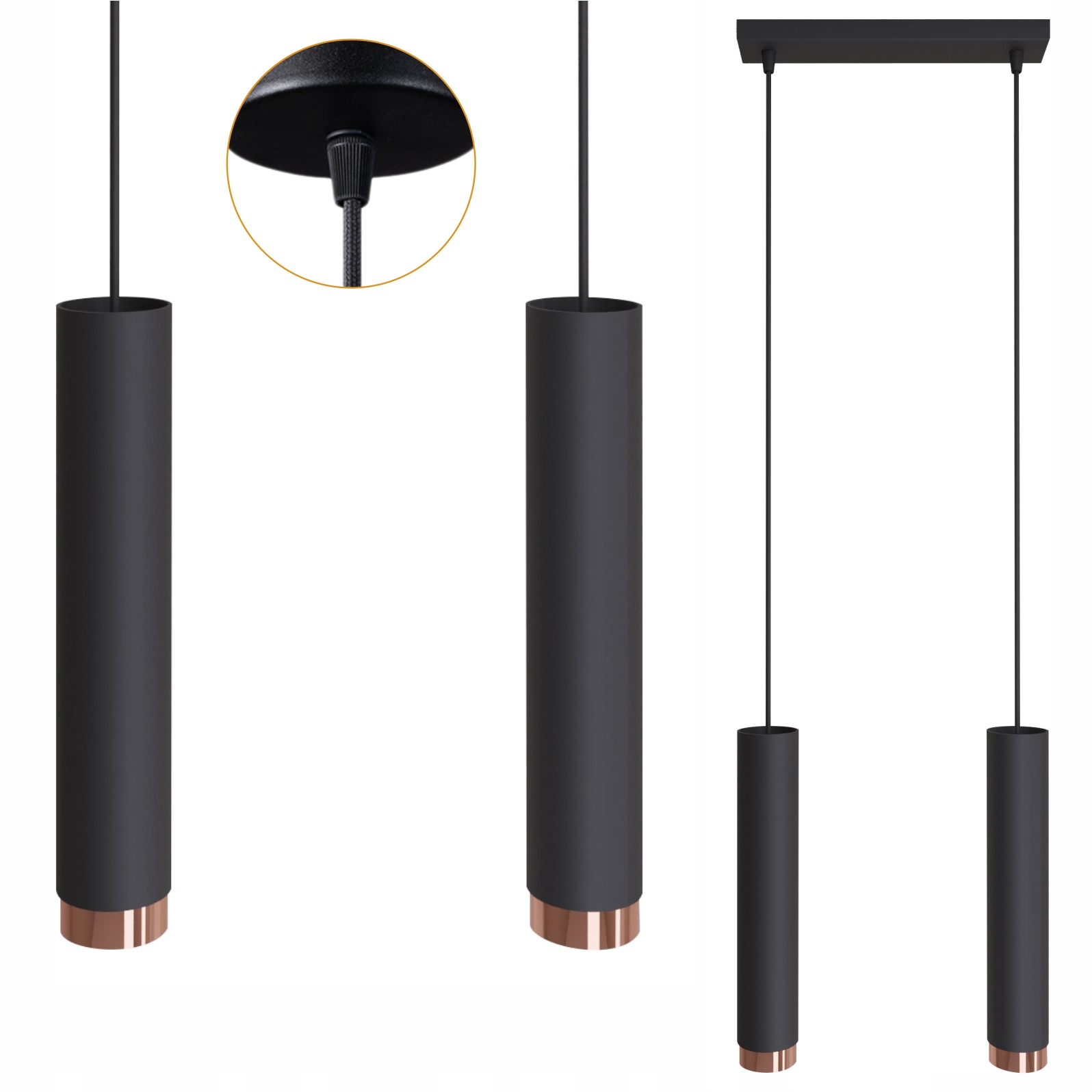Závěsná Led stropní lampa Zwis halogenová 2xGU10 tubusová na liště 2x40W