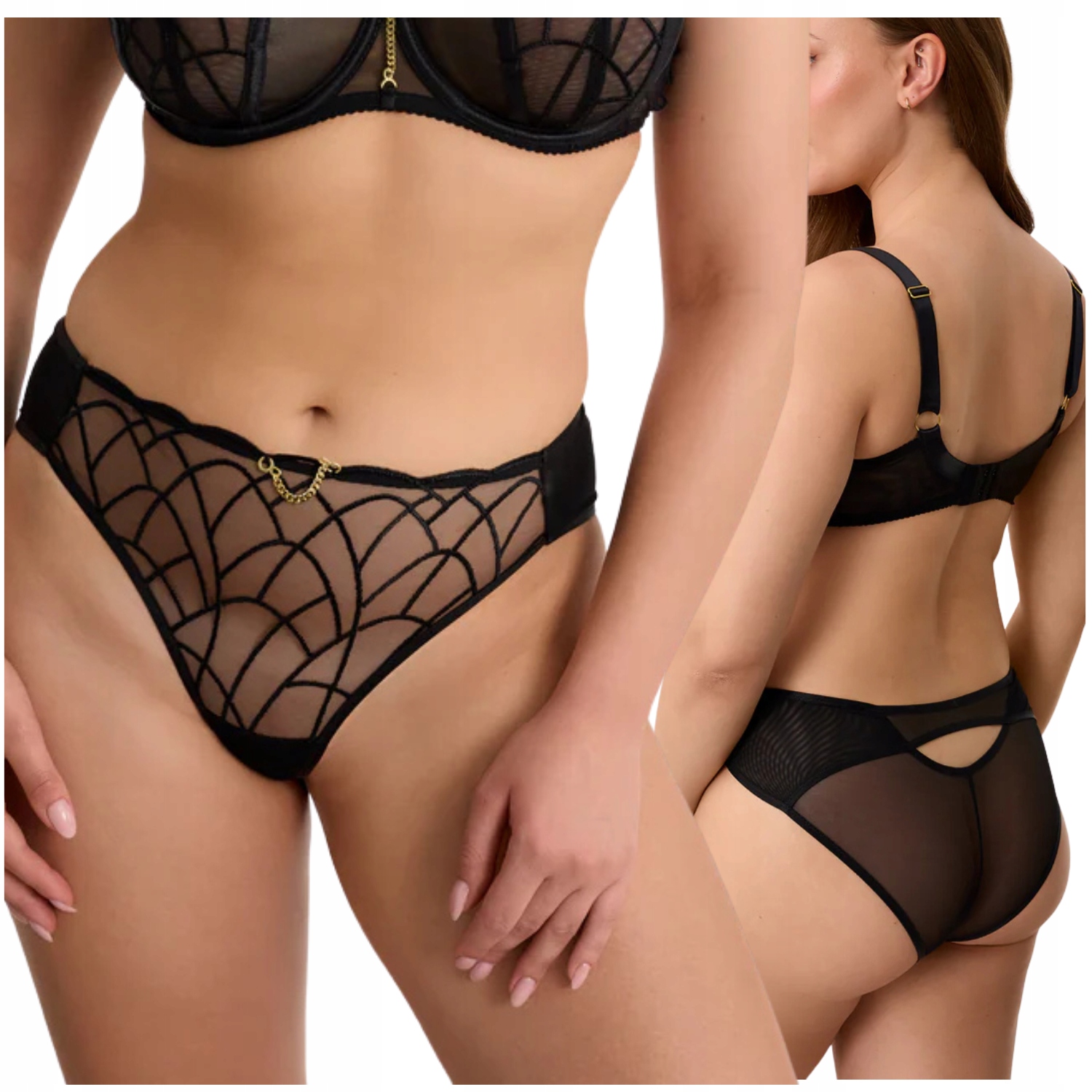 Kalhotky kalhotky smyslné transparentní s řetízkem Ewa Bień Regina C511 XL