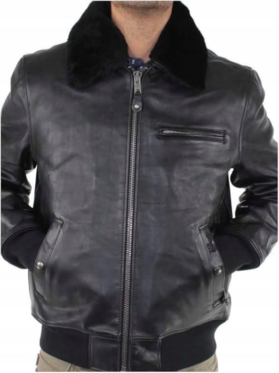 Školní Pilotní Bunda Z Přírodní Kůže S Límcem M Jxd