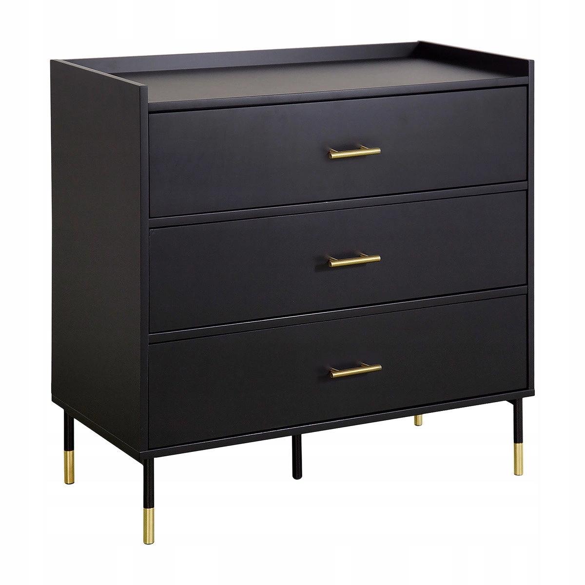 Komoda Tedy Czarna 3 szuflady Modern Glamour