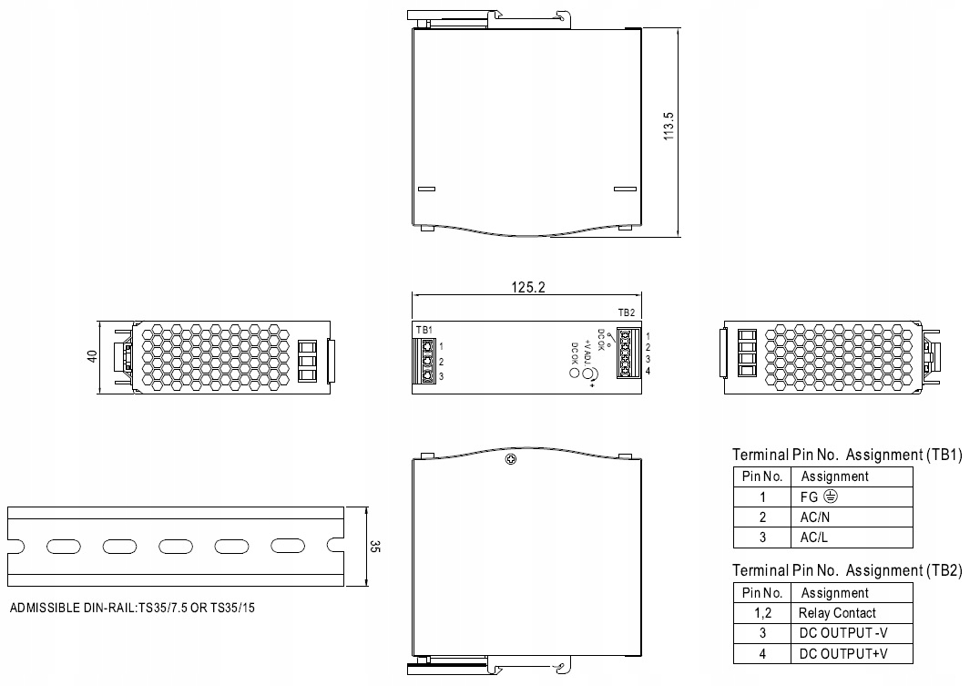 ZASILACZ na szynę DIN 24V DC 5A 120W Mean Well Kod producenta SDR-120-24