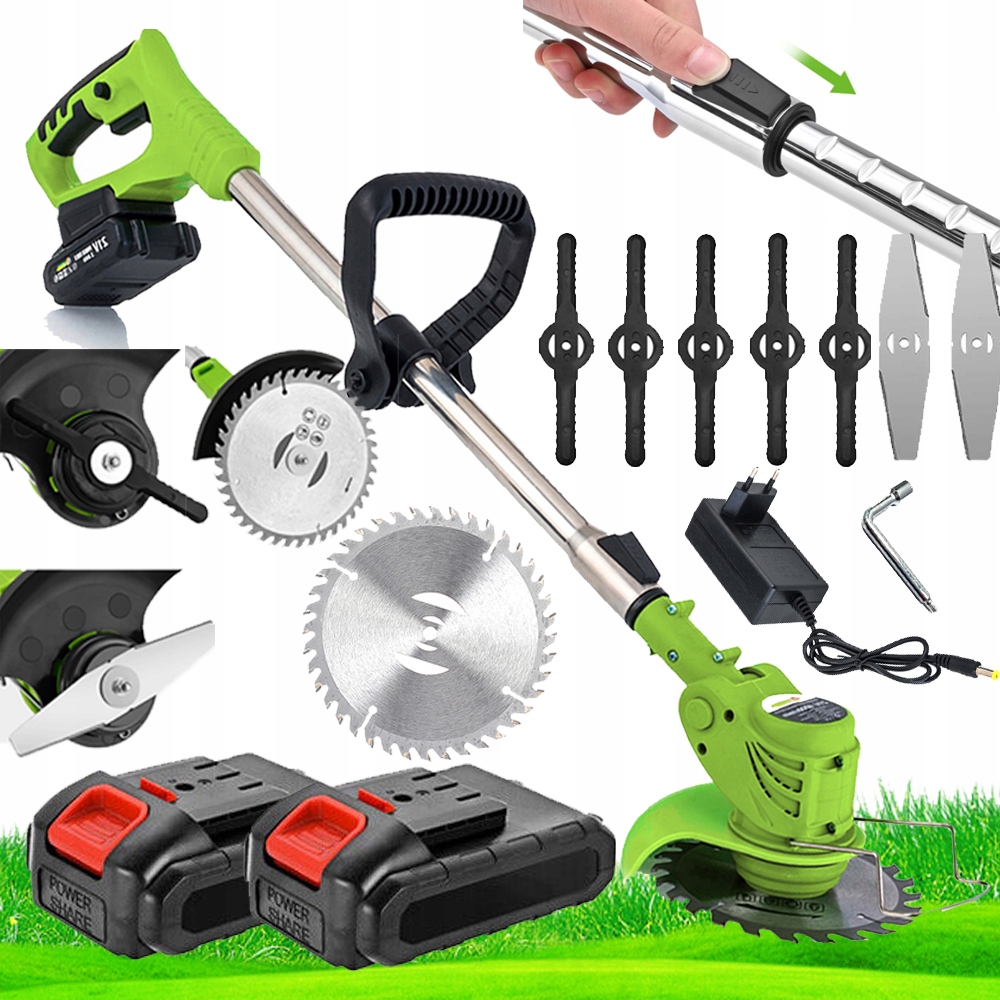 Elektrický Vyžínač Na Trávy 15 CM Křovinořez Zahradní Vyžínač 500W 2xAKU