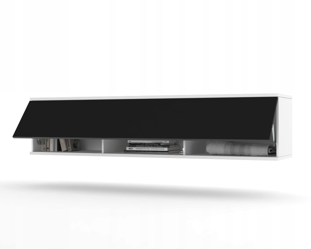Závěsná Rtv skříňka Komoda do obývacího pokoje Simply Levá Bílá Černá Mat 140