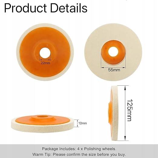 ZESTAW 4 WEŁNIANYCH KRĄŻKÓW NASADEK POLERSKICH Marka inna