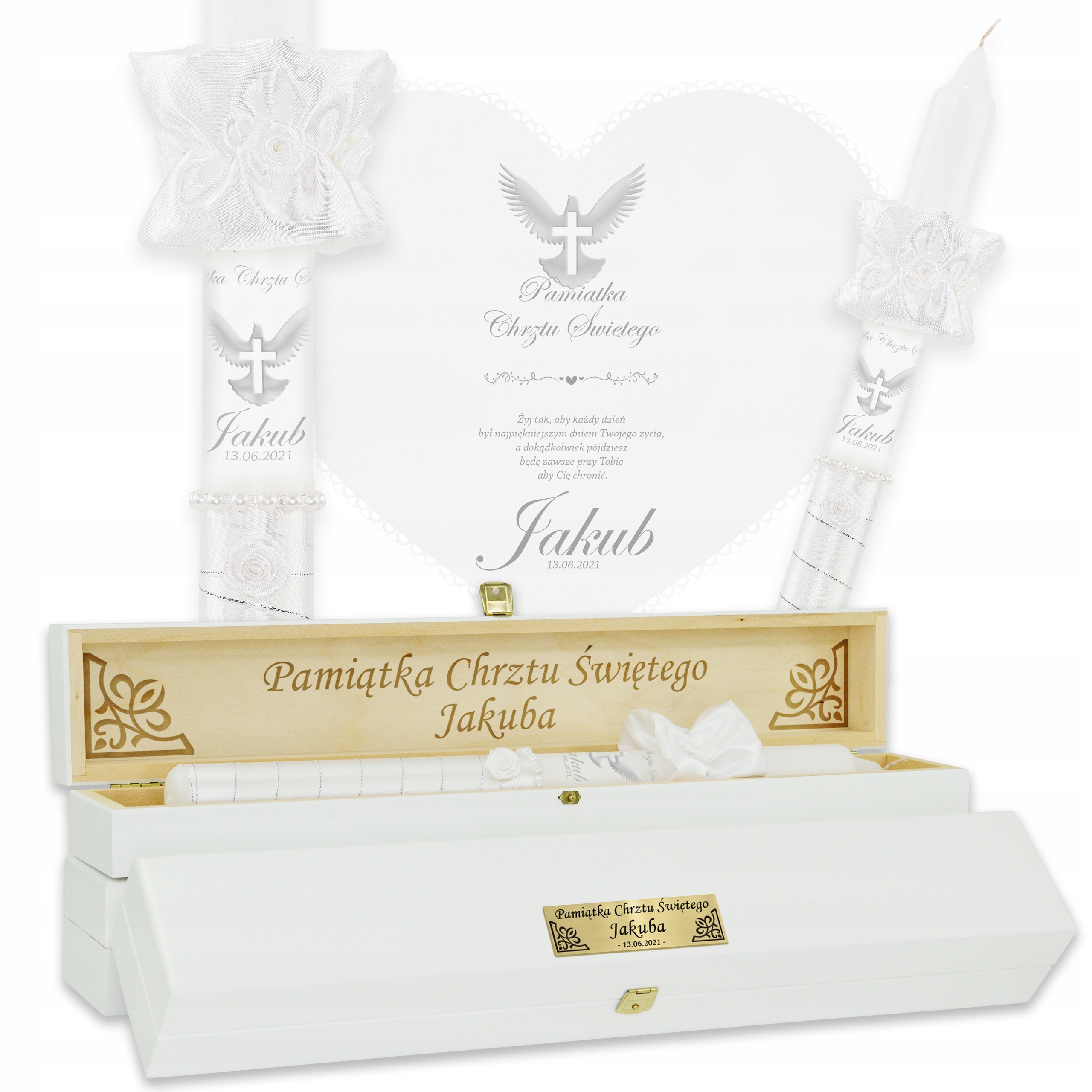 

Świeca I Szatka Do Chrztu Imię Chrzest Pudełko Ser