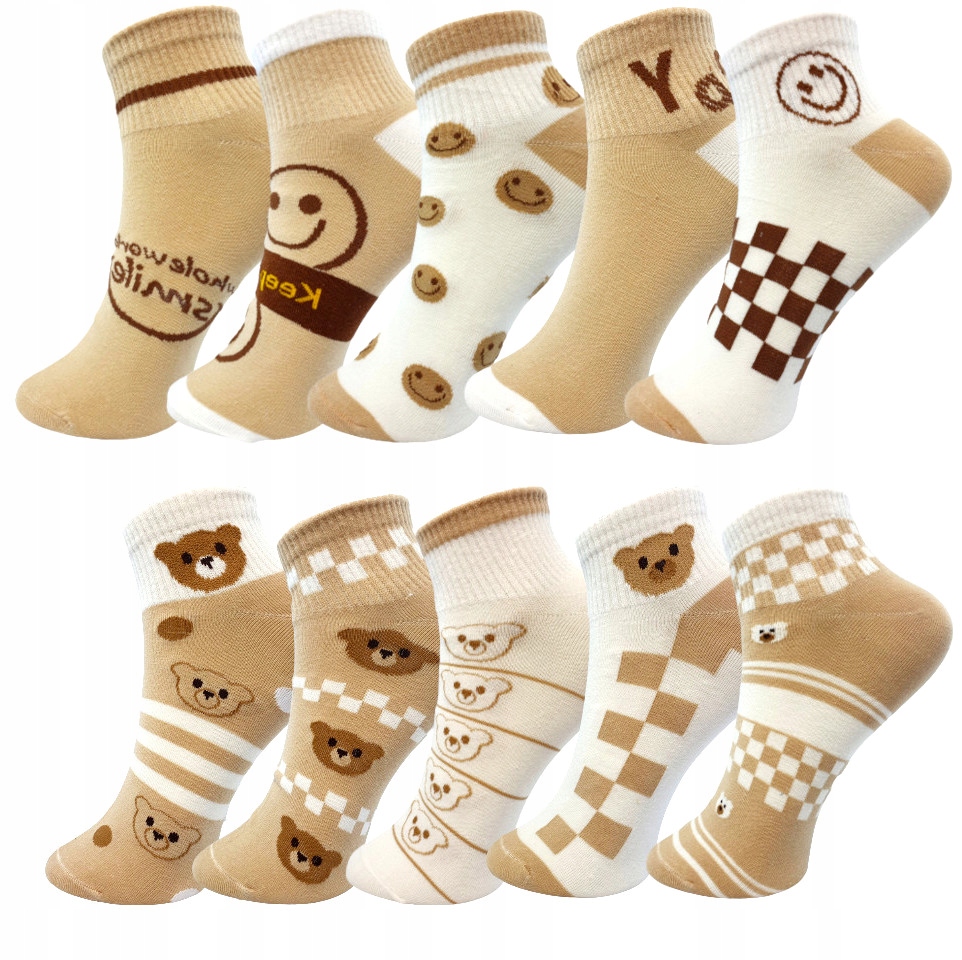 10x STOPKI DAMSKIE Z BAWEŁNY WYGODNE MIŁE SKARPETY