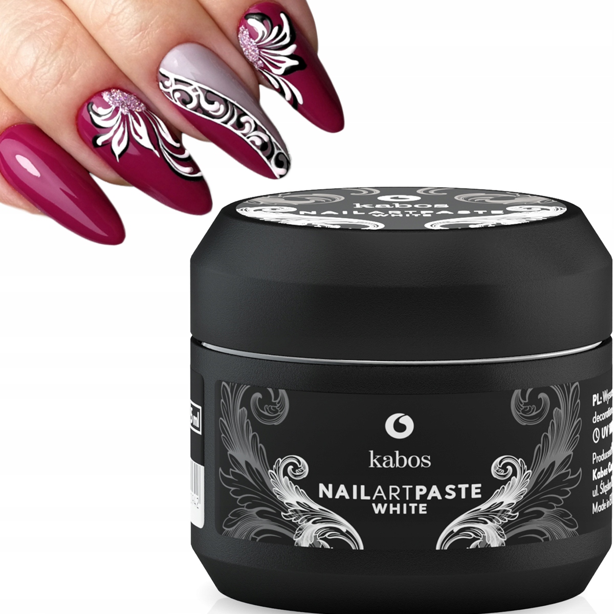 

Pasta Żel Do Zdobień Paznokci Kabos 5ML Biała Nail