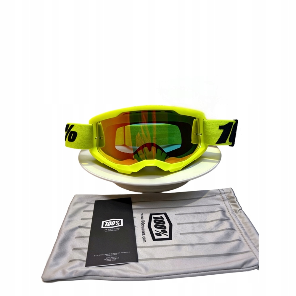 Gogle Strata 2 Żółte Fluo Na Crossa Quada Enduro Przezroczyste