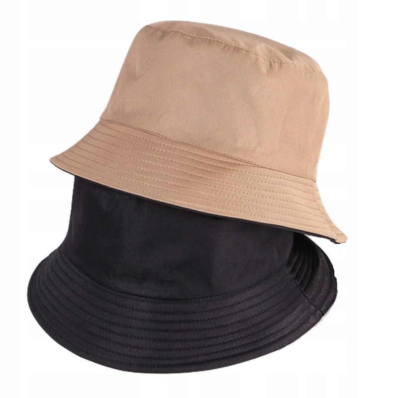 

Kapelusz Beżowy Czarny Bucket Hat Dwustronny