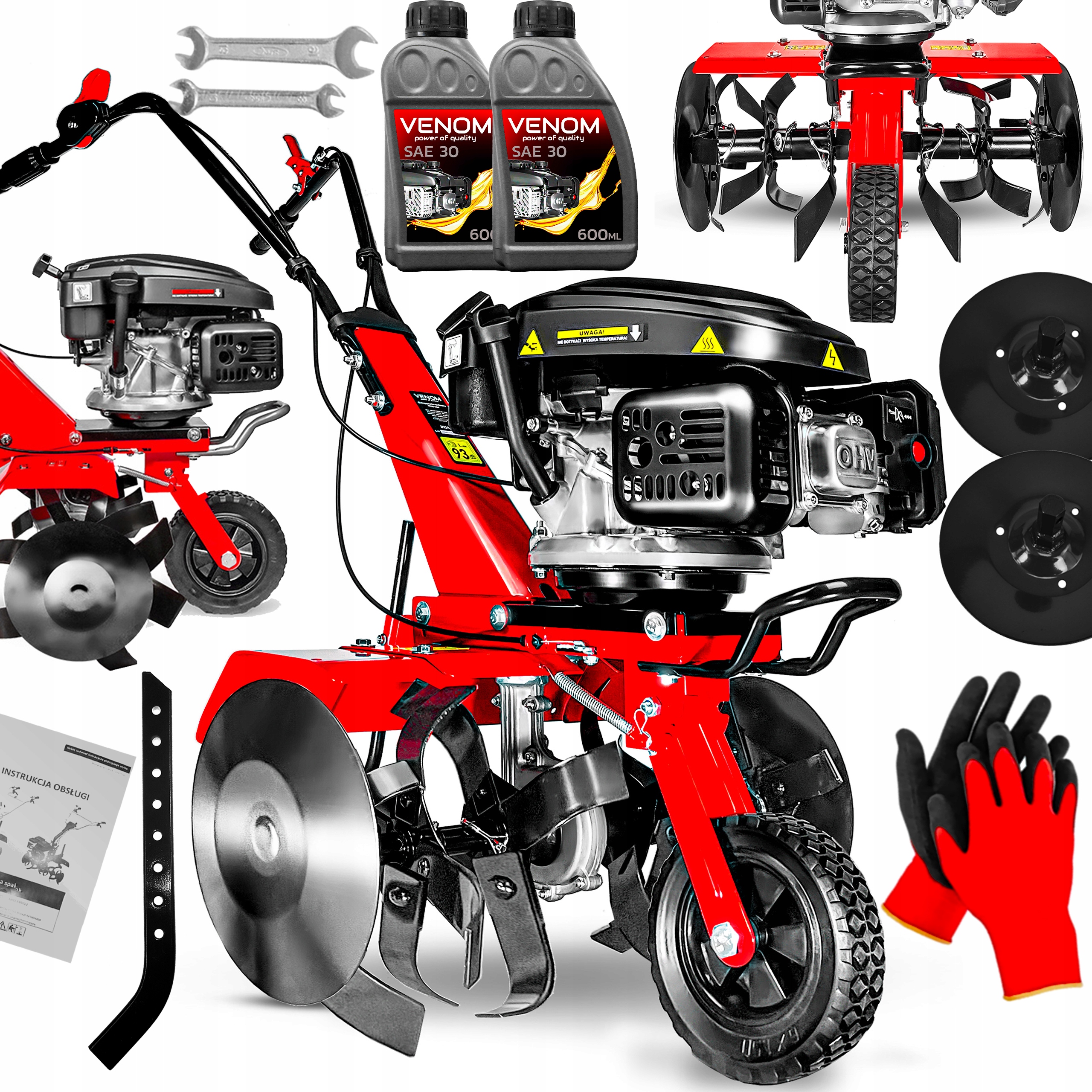 POTĘŻNA GLEBOGRYZARKA SPALINOWA 60CM Z TALERZAMI STABILIZ. DZIK LONCIN 9KM