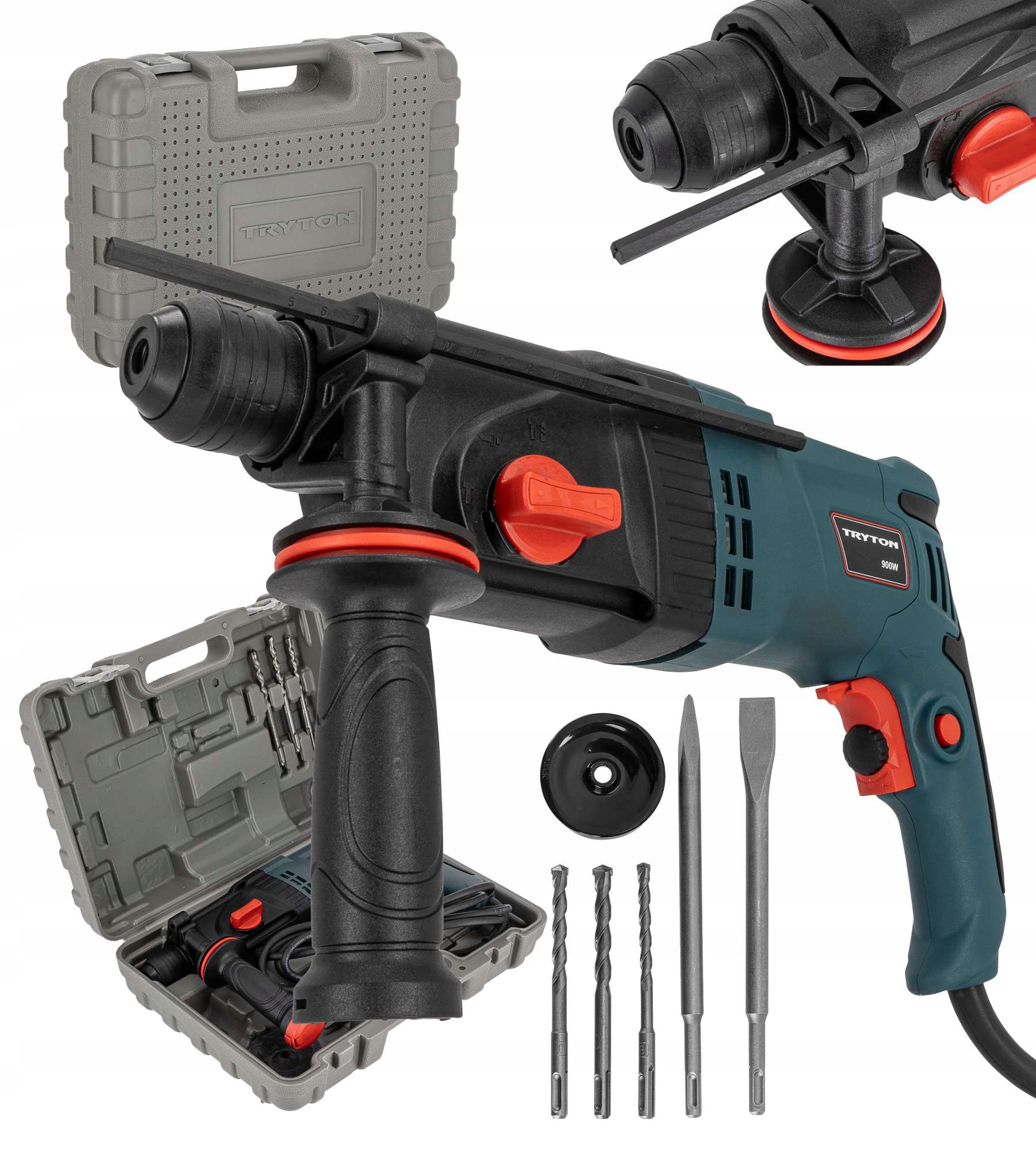 Vrtačka Sds Plus 900W 4 funkce 2,4J kufr příslušenství Tryton TMM900K