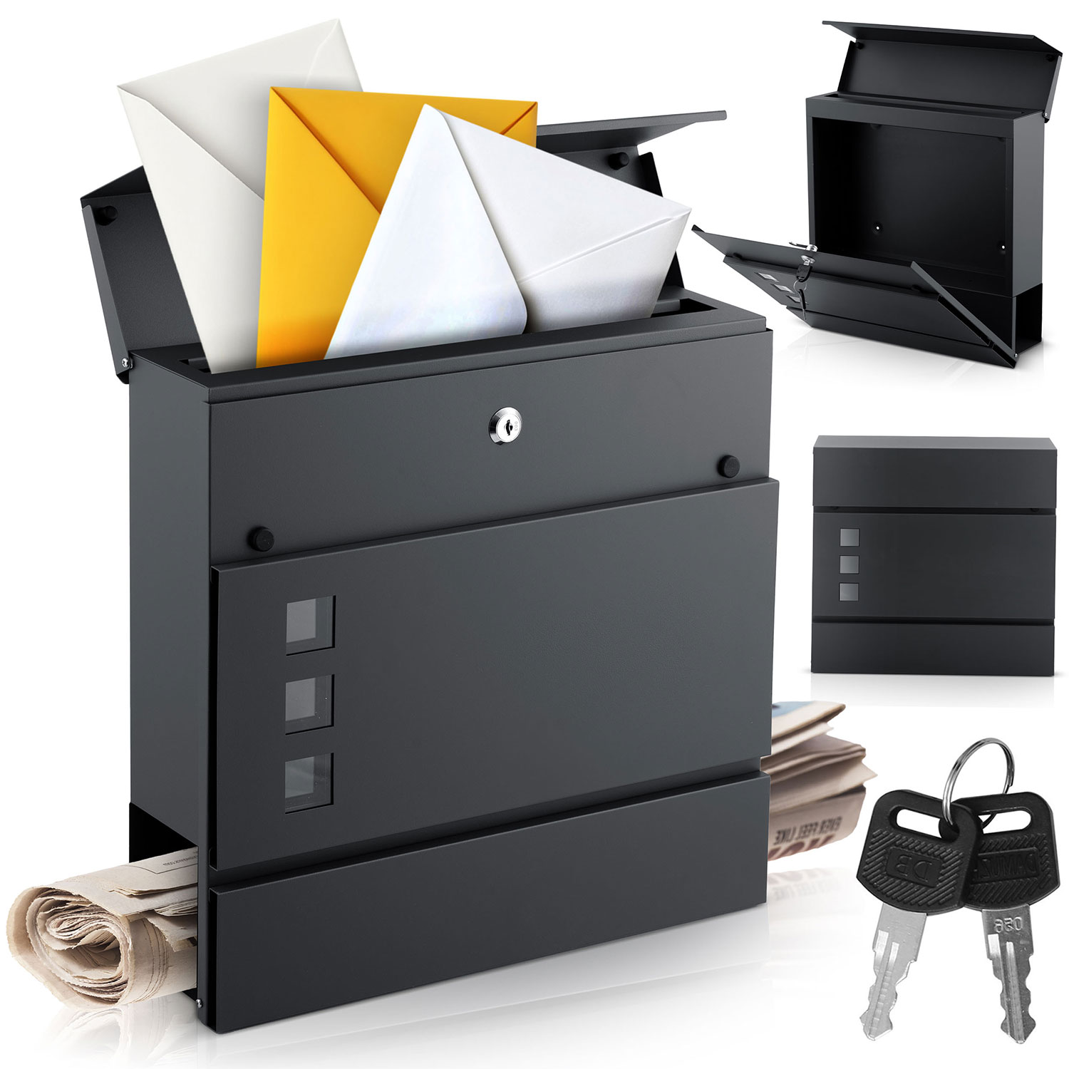 Poštovní Schránka Na Bránu Oplocení Antracit Ocelová HM-863