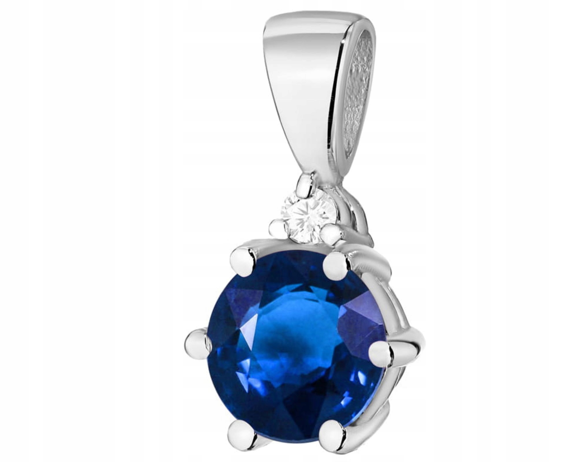 Bílé Zlato Přívěsek Se Safírem A Briliantem 585 Gravírování Dárek Pro Ni