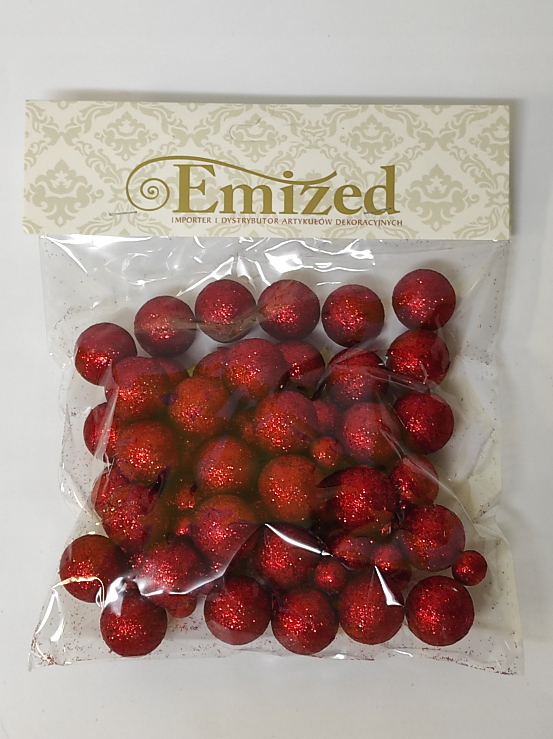 

Kulki styropianowe, brokatowe czerwone 1,5cm 15g