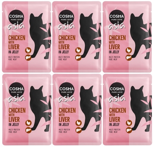 Cosma Asia vlhké krmivo kuracie mäso a pečeň 6x100 g