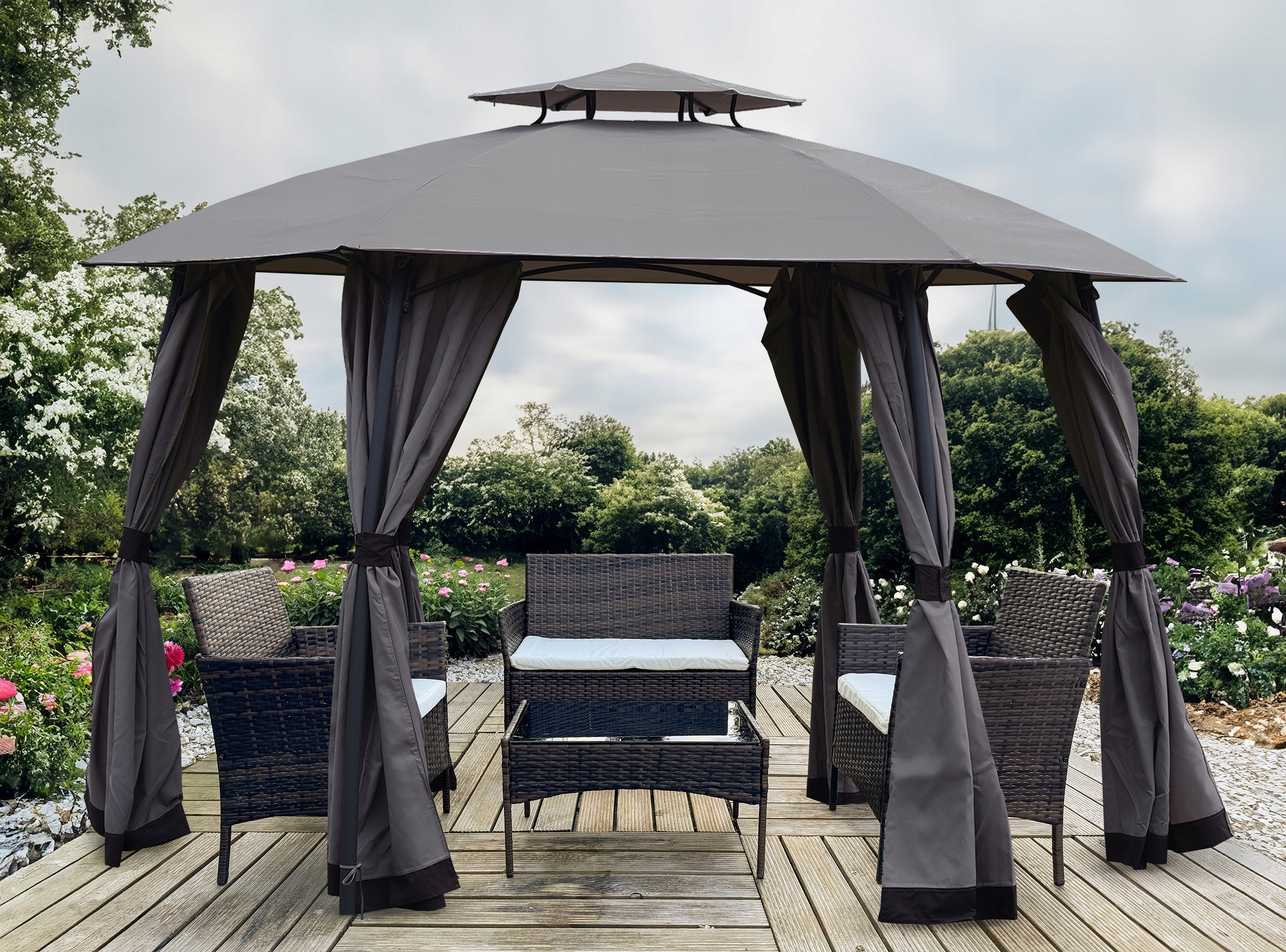 ТЕНТ SOLID PAVILION ARRANGE GARDEN STRONG STEEL FI 3.75m GREY TORONTO Код виробника 5.07.14461