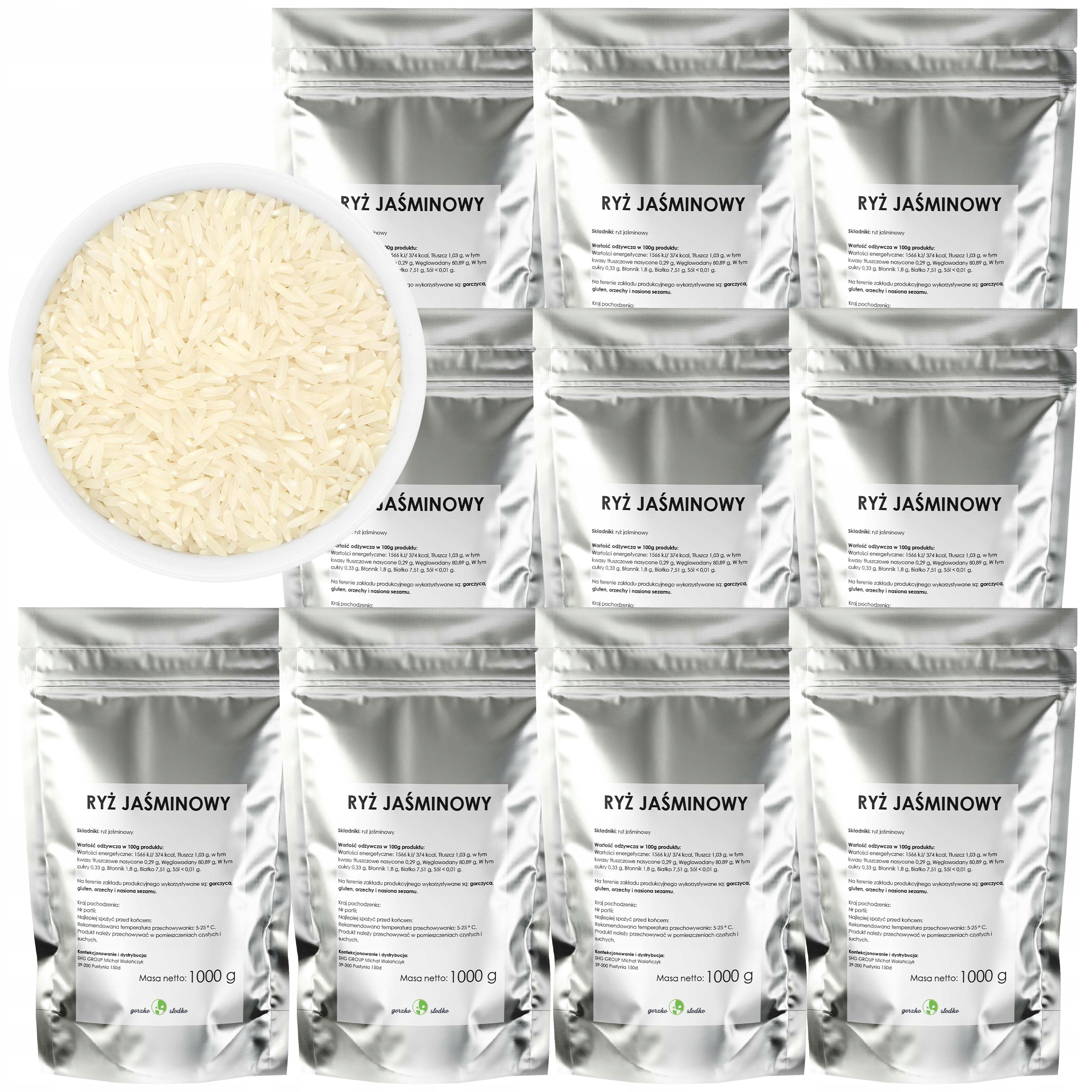 Ryż Jaśminowy ryż biały długoziarnisty 10kg