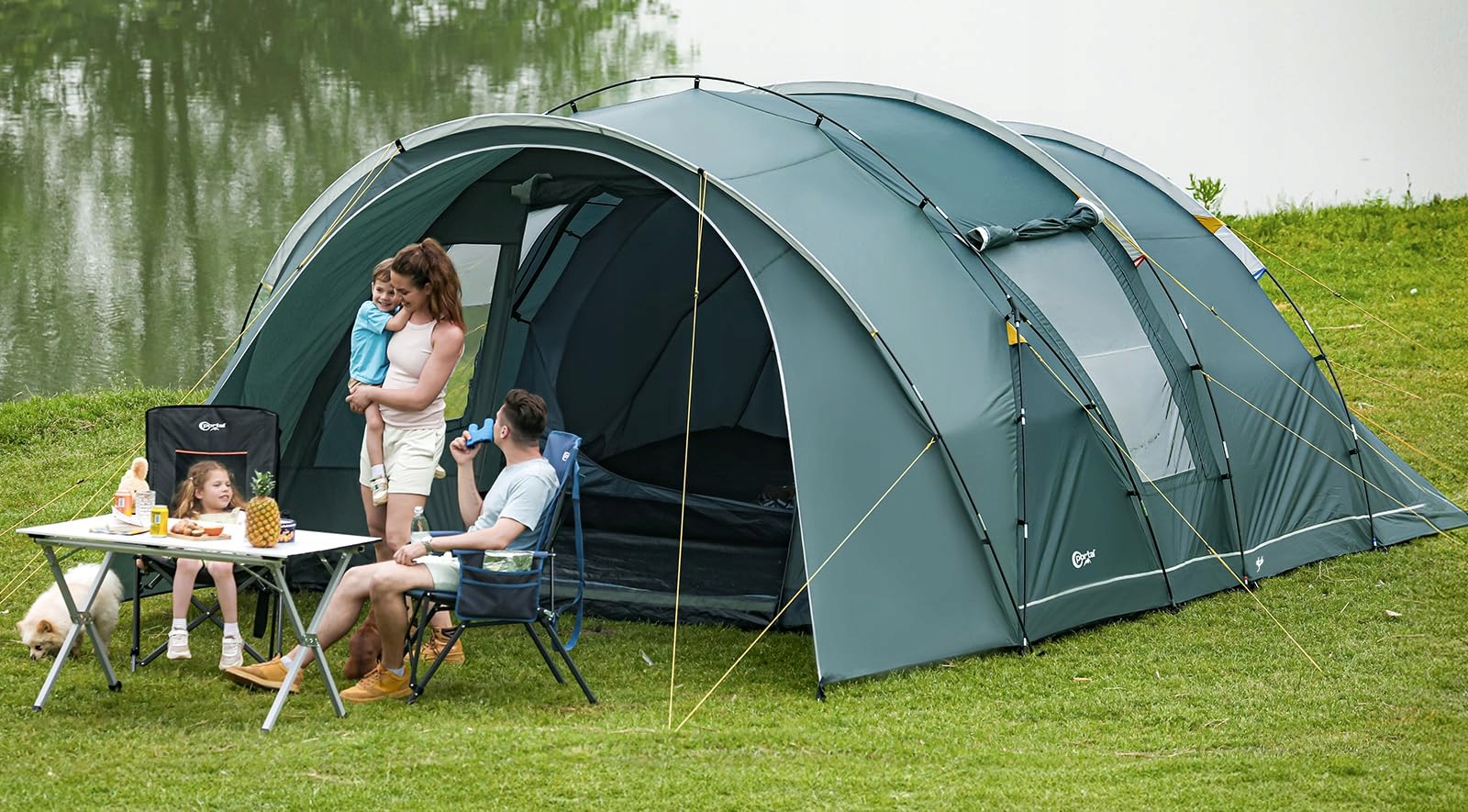 PORTAL Namiot Tunelowy 5-6 Osób Wodoodporny 3000 mm Duży Rodzinny Camping — miniatura 2