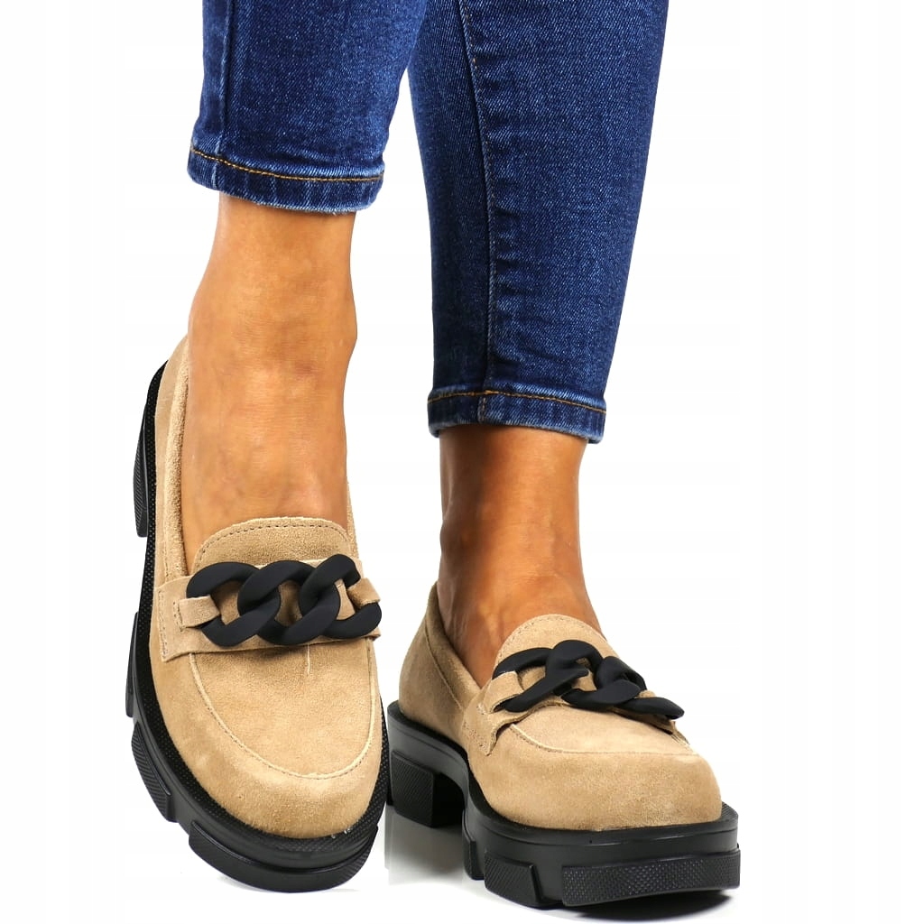 MODNE DAMSKIE MOKASYNY BUTY FILIPPO BEŻOWE SKÓRA Marka Filippo