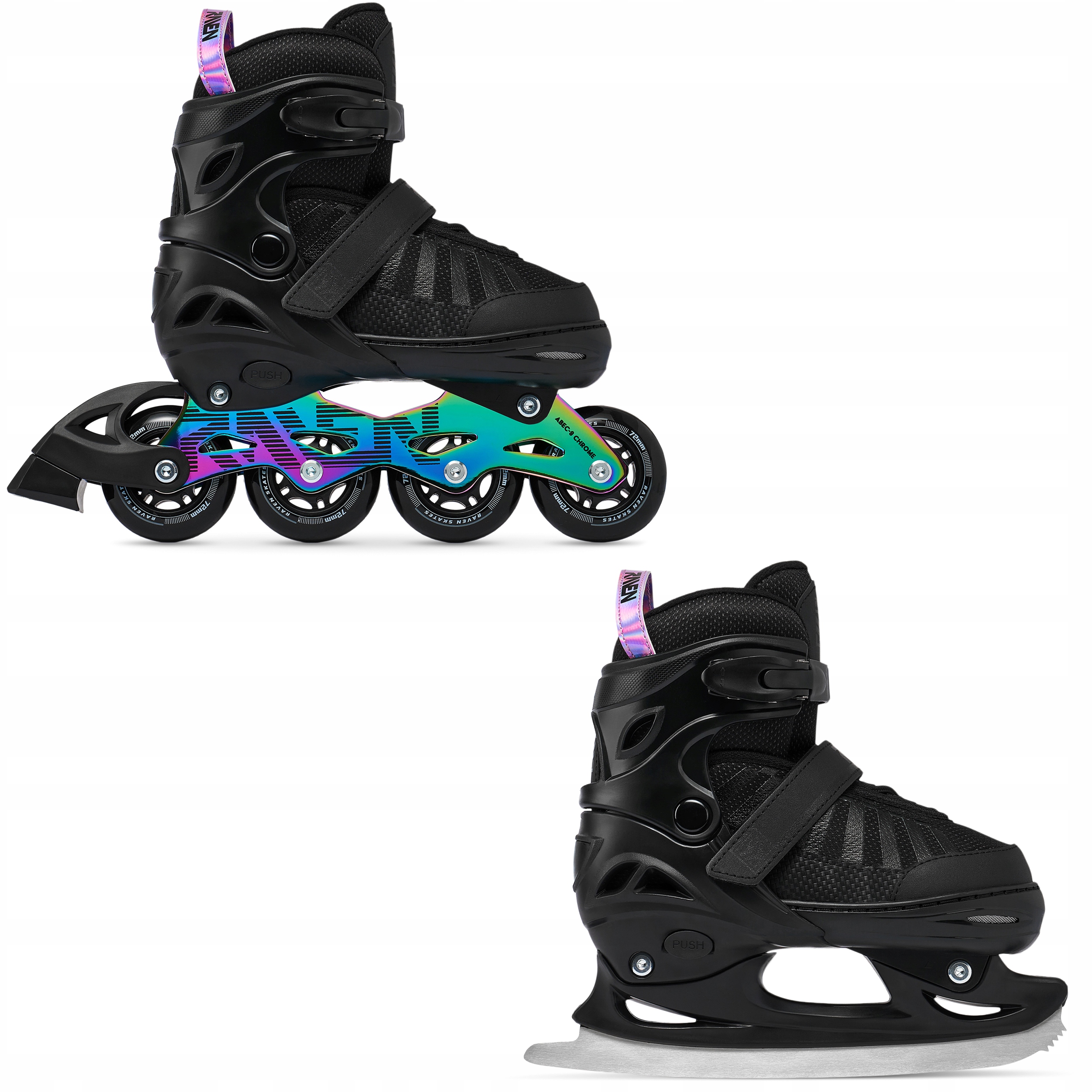 Rolki Łyżwy figurowe 2w1 Regulowane Raven Oxen Black/Neo Chrome 38-42