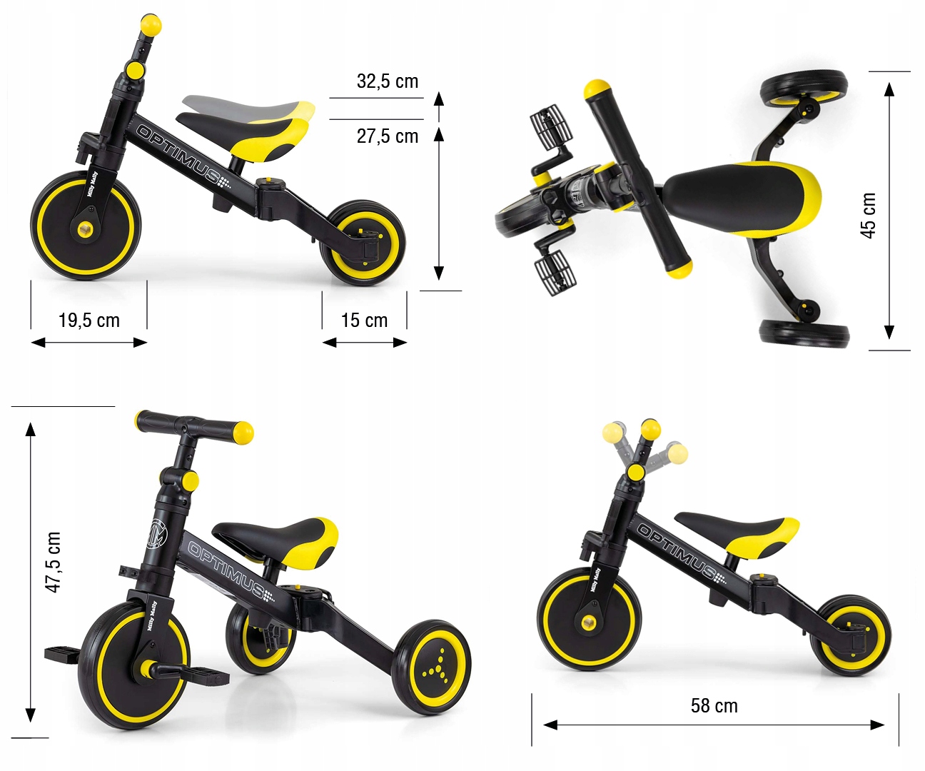 MILLY MALLY Rowerek 3w1 OPTIMUS czarny Model Optimus