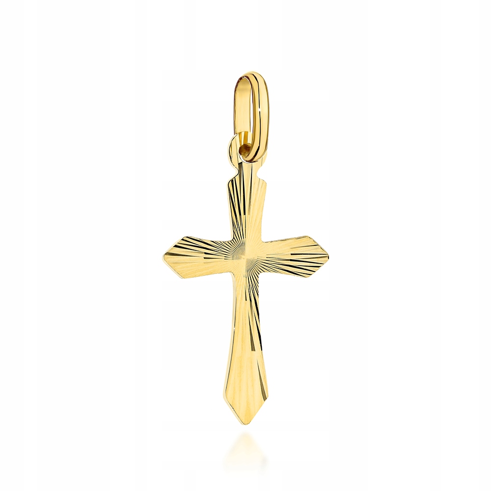 Zlatý křížek 585 jednostranně diamantový na křtiny Svatý 0.35 g