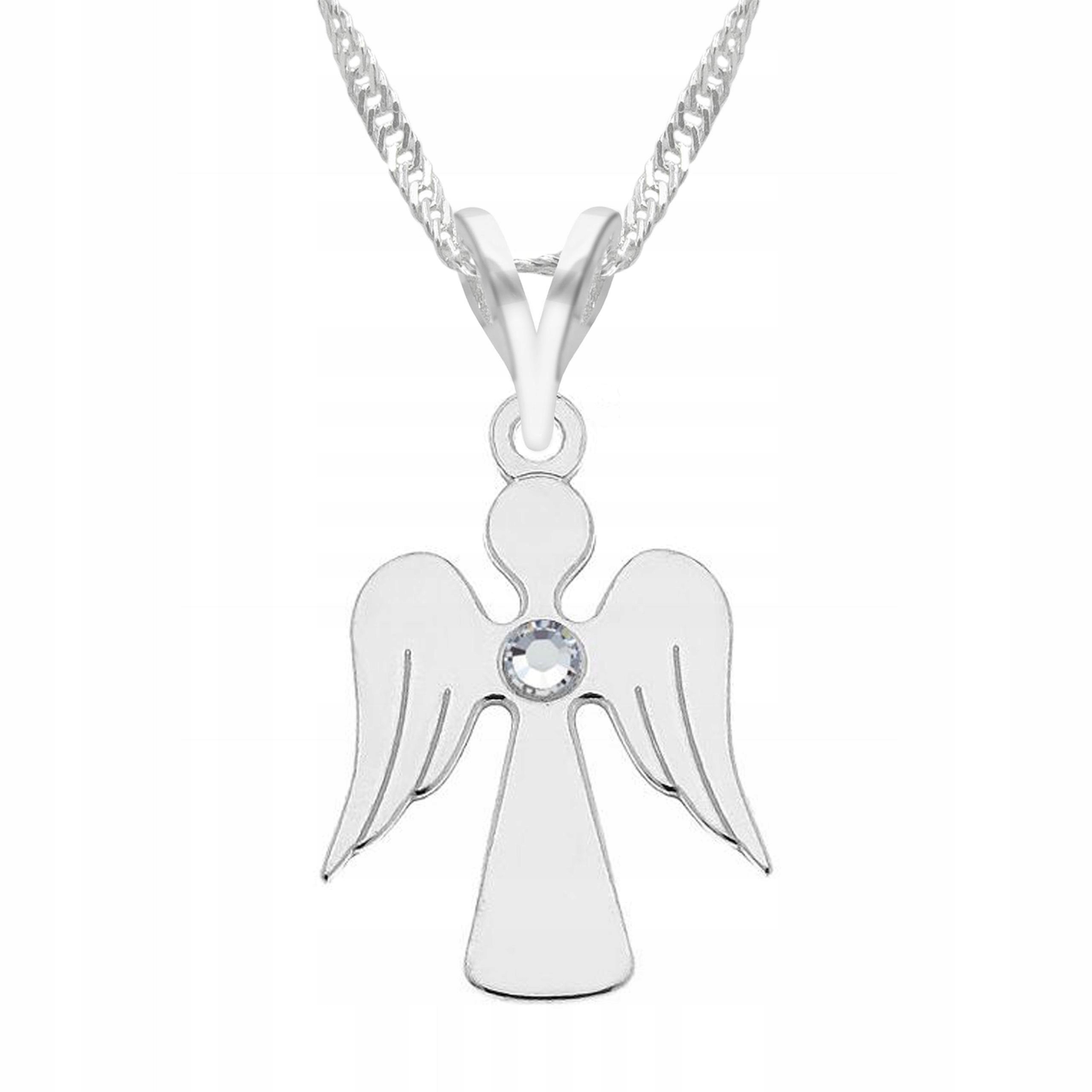Naszyjnik Srebrny z Aniołkiem Cyrkonią Aniołek Anioł Cyrkonia Srebro 925