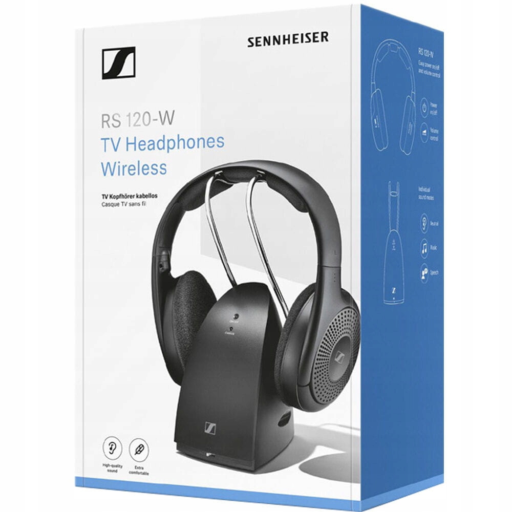 Bezdrôtové slúchadlá na uši Sennheiser Rs 120-W pre Tv vysielač do 60 m