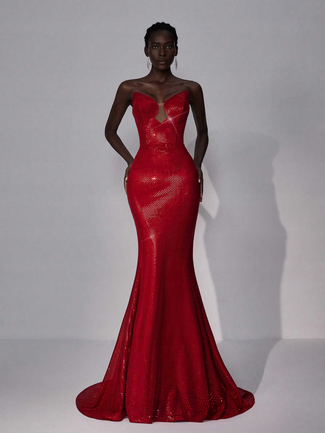 Šaty Večerní Burgundské Maxi Mořská Panna Elegantní Shein M 38