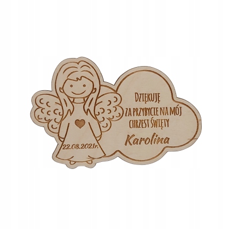 Magnes podziękowanie Aniołek dla gości chrzest