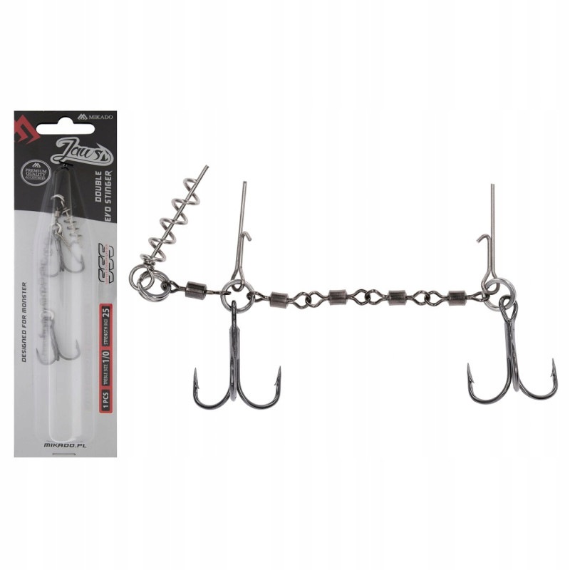 Dozbrojka z krętlikiem Mikado Jaws Double Evo Stinger 25kg roz.1/0