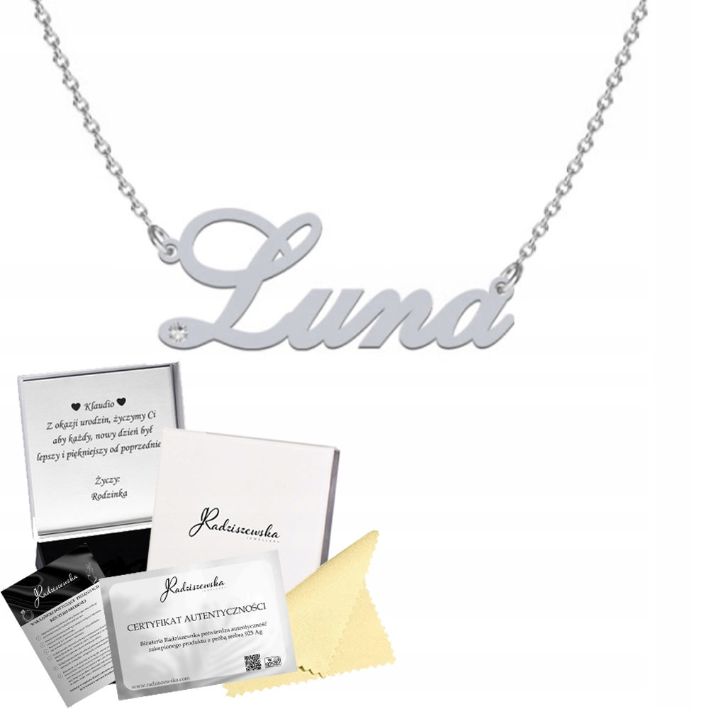 Stříbrný Náhrdelník S Jménem Luna Řetízek Stříbro Dárek K Přání Bonus