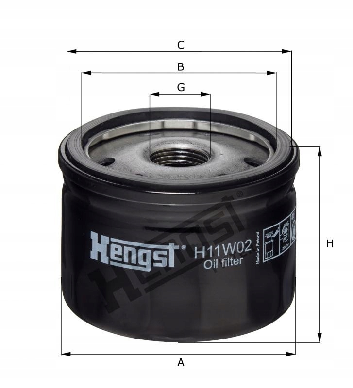 

Filtr oleju Hengst H11W02