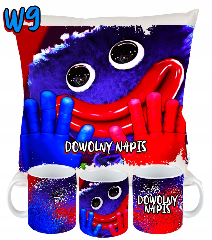 ZESTAW KUBEK PODUSZKA HUGGY WUGGY POPPY PLAYTIME 1 Długość 40 cm
