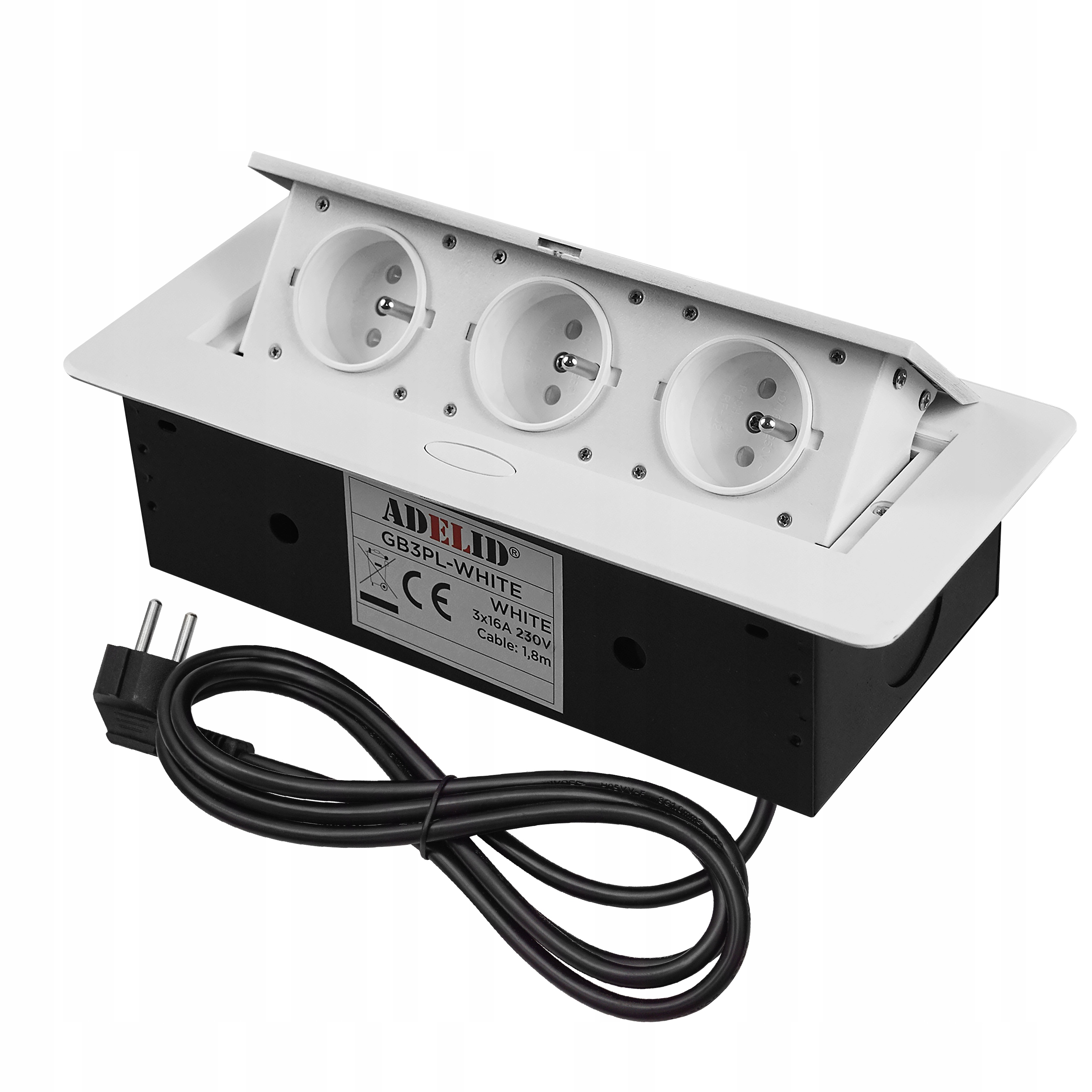 Gniazdo Potrójne Chowane W Blat Nablatowe Gniazdko Metalowe