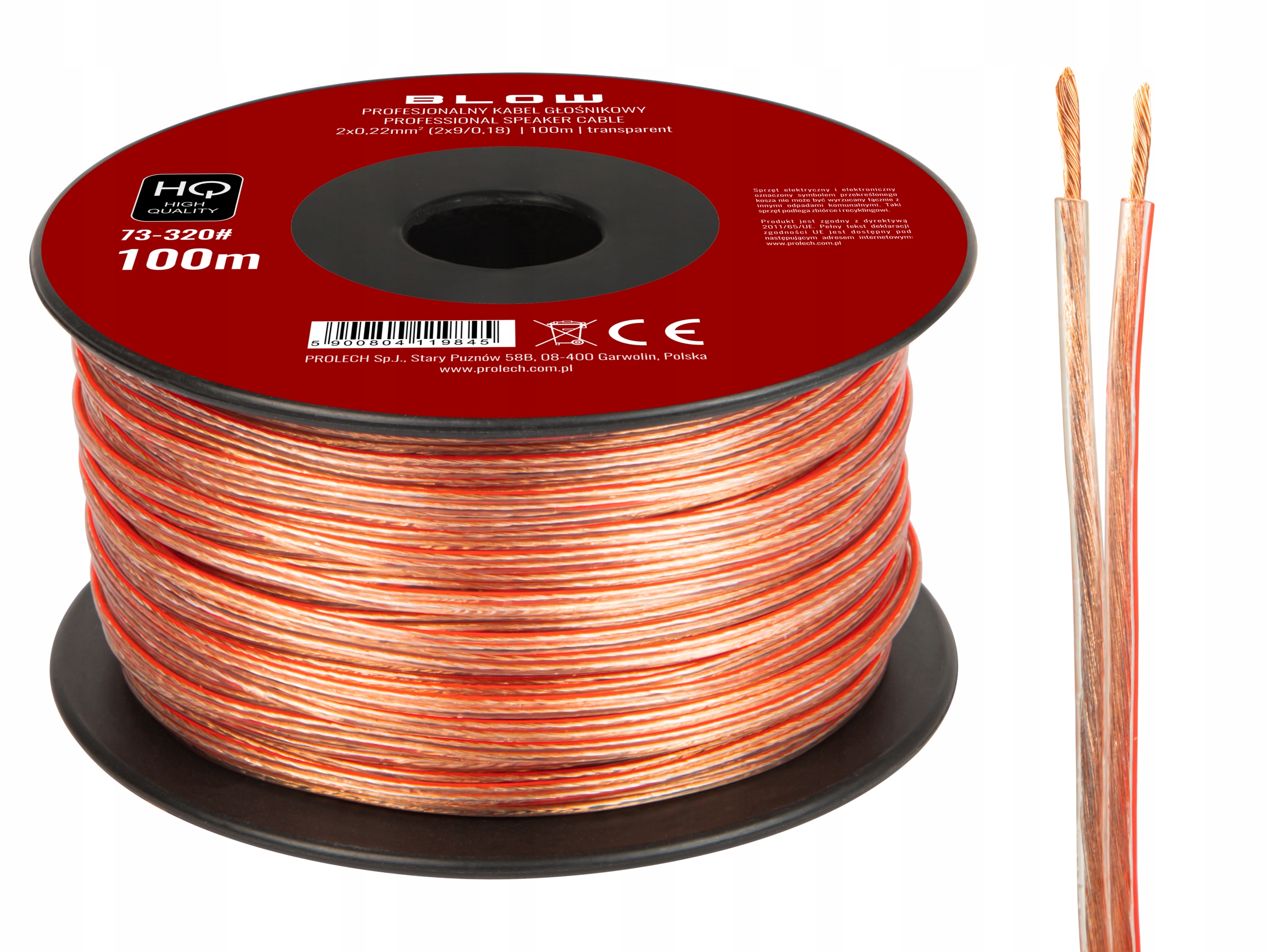 

Kabel przewód głośnikowy Blow Hq 2x0,22mm 100m