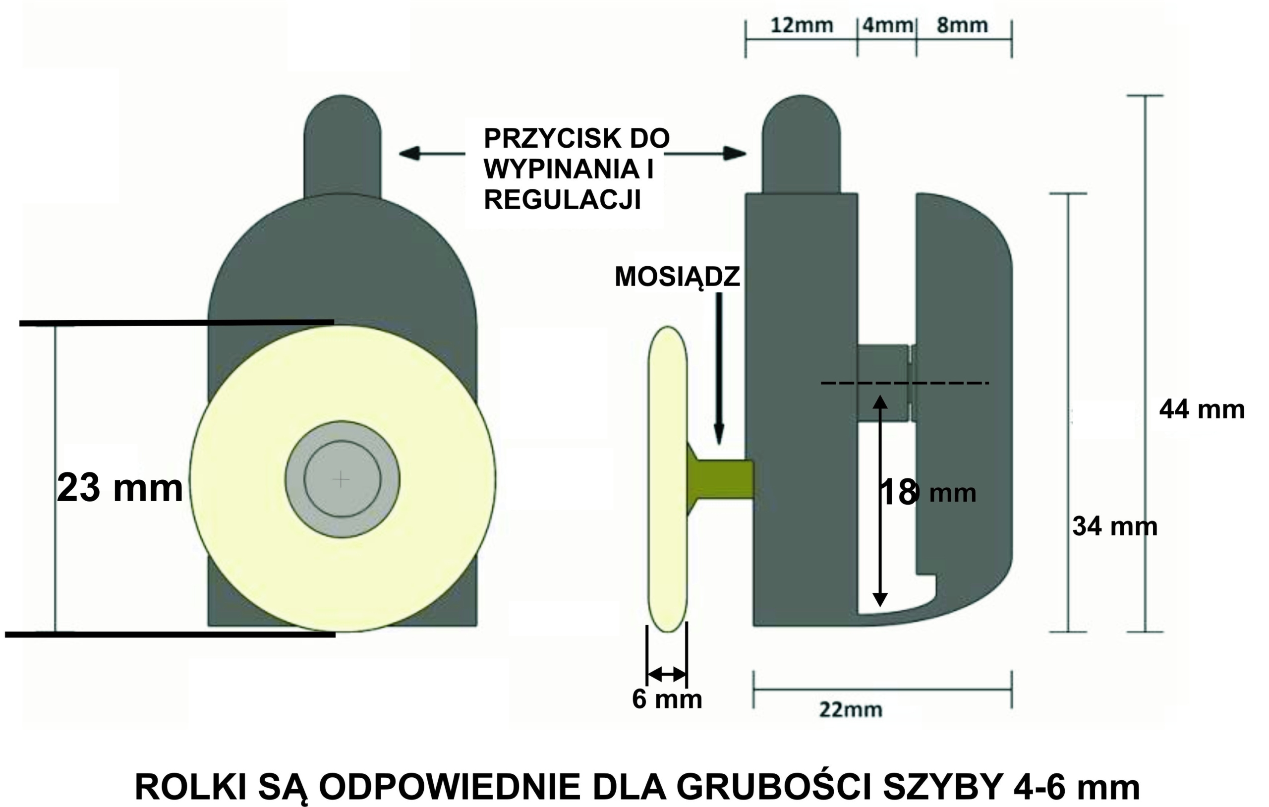23 mm POJEDYNCZA ROLKA DOLNA DO KABINY PRYSZNICOWEJ KÓŁKO WÓZEK ŁOŻYSKO Marka inna