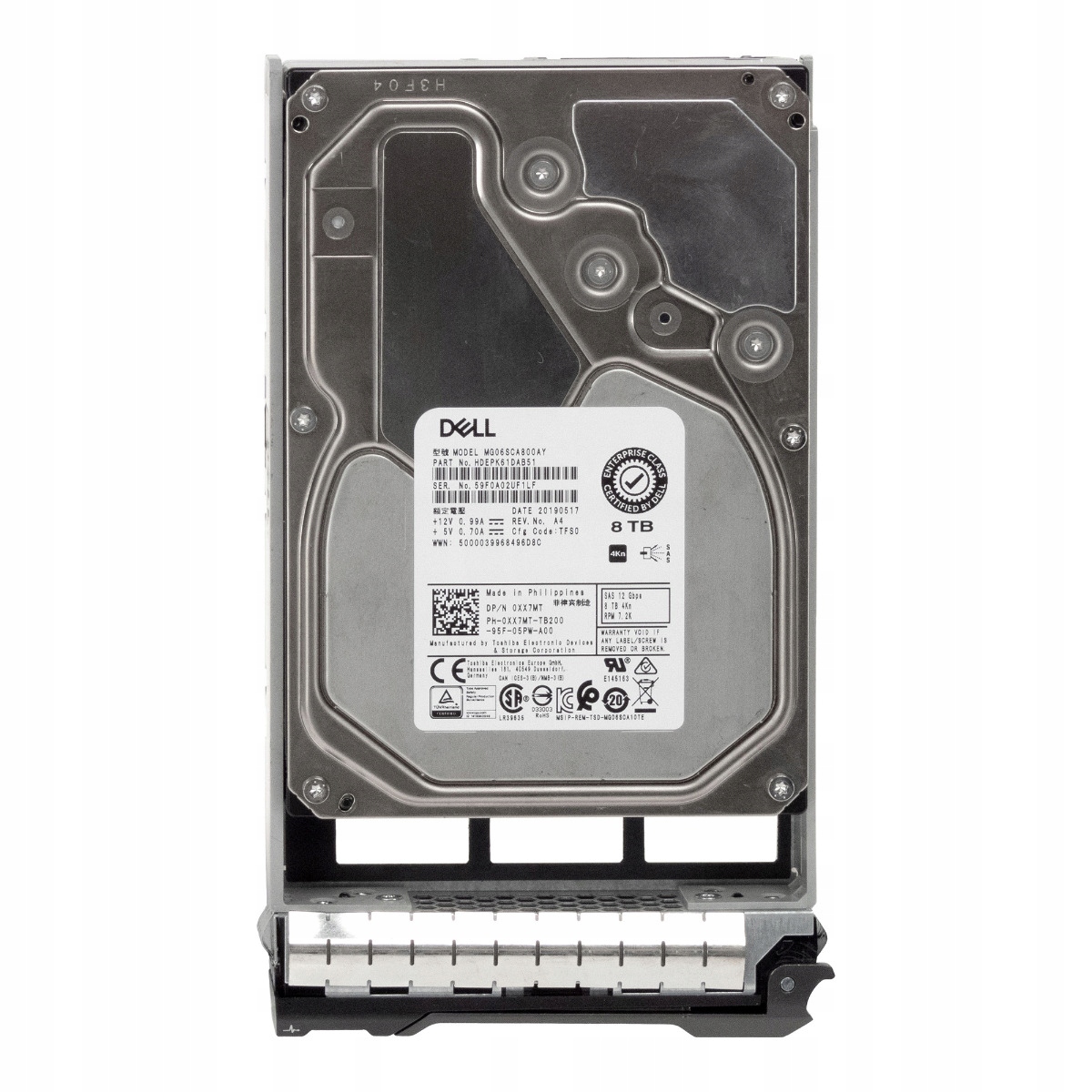 Dell 0XX7MT 6TB Sas MG06SCA800AY 4Kn 7.2K Rpm