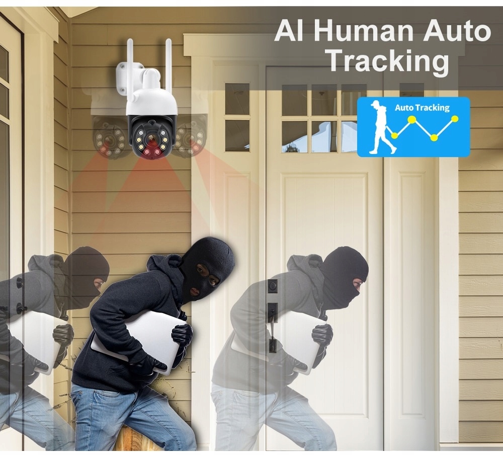 MONITORING WIFI 4 KAMERY FULL HD 3MPX +NVR+MONITOR Zasięg podczerwieni 30 m