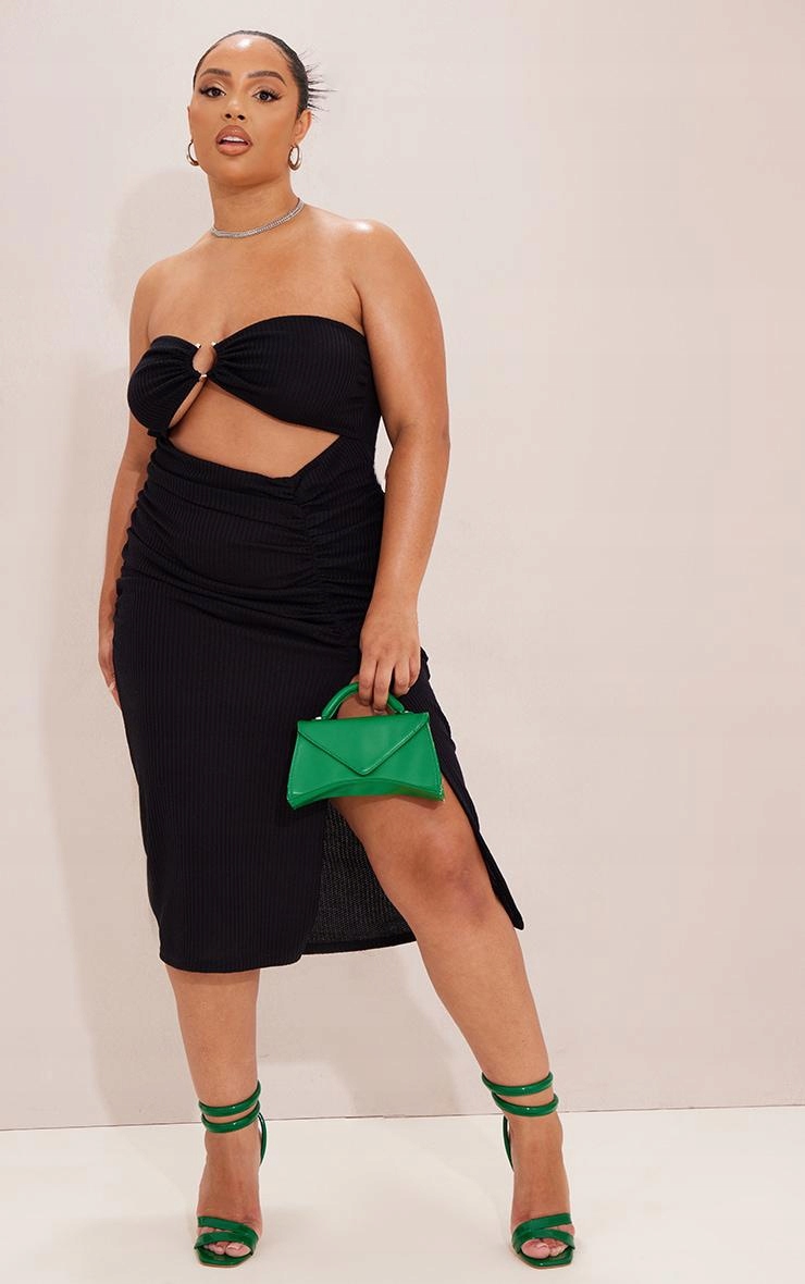 1C1A18 Prettylittlething Černá Šaty MIDI A02 5XL