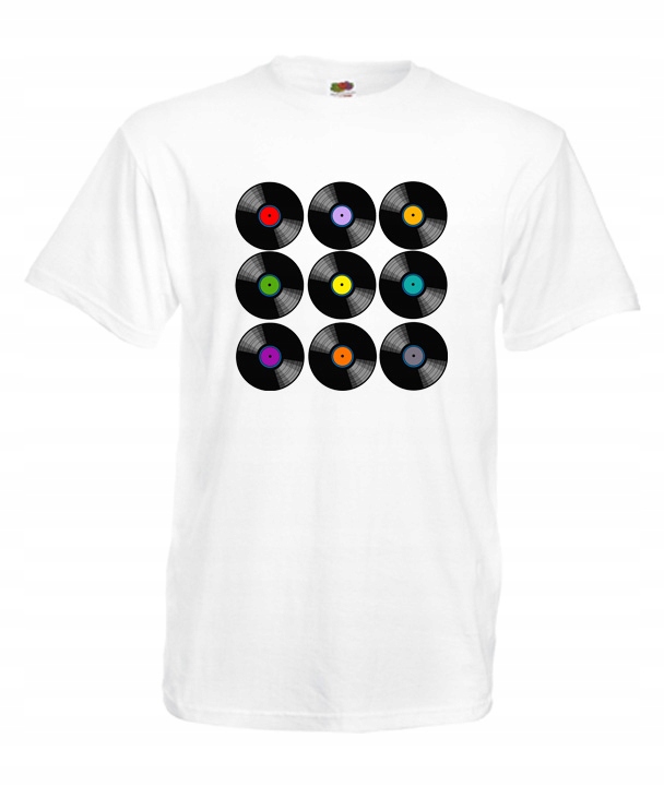 

XXL Koszulka Męska Vinyle Winyl Retro Płyty Wzory