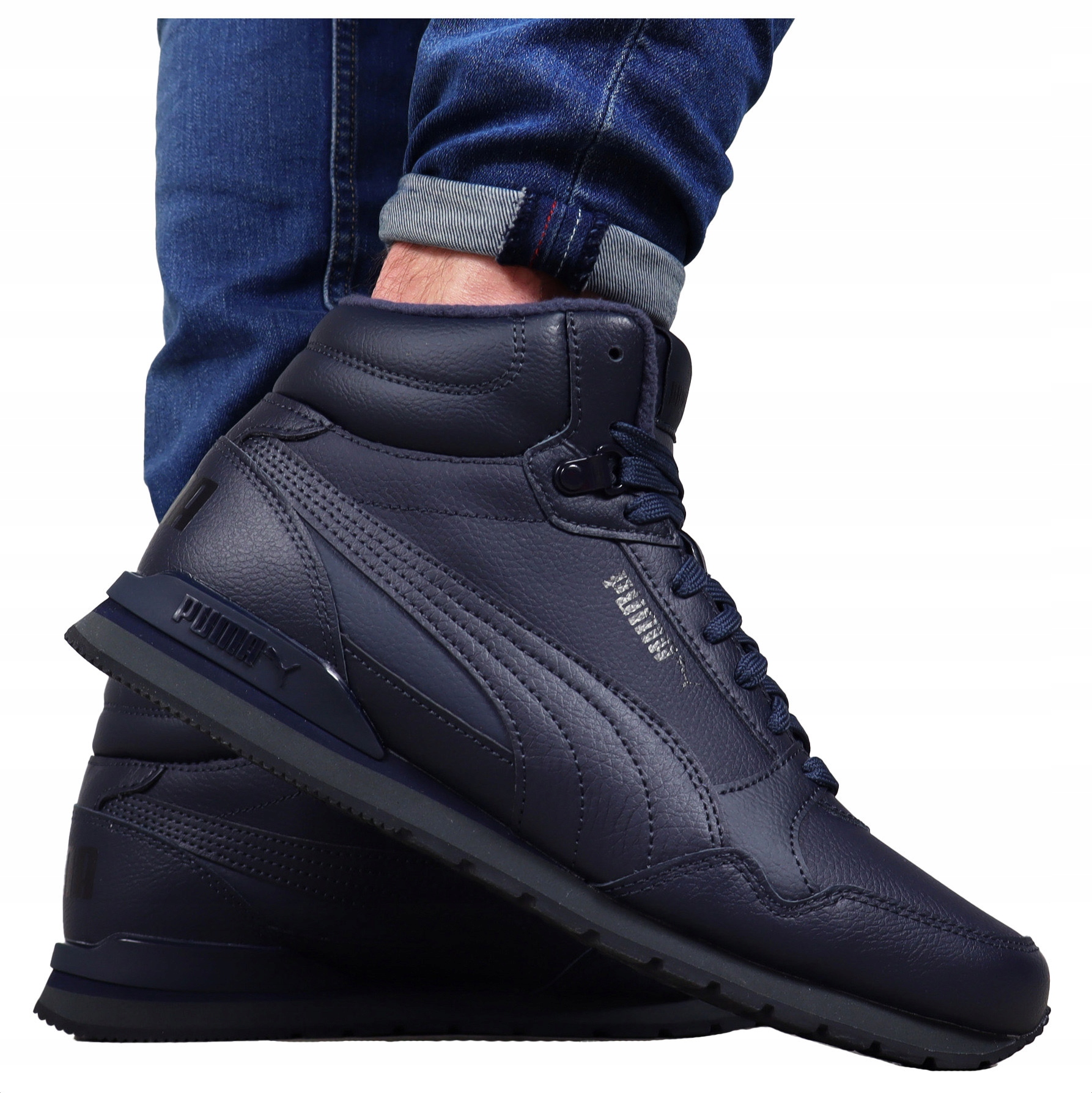 Puma Zimní pánské kožené boty Zateplené vysoké sněhule námořnická modrá