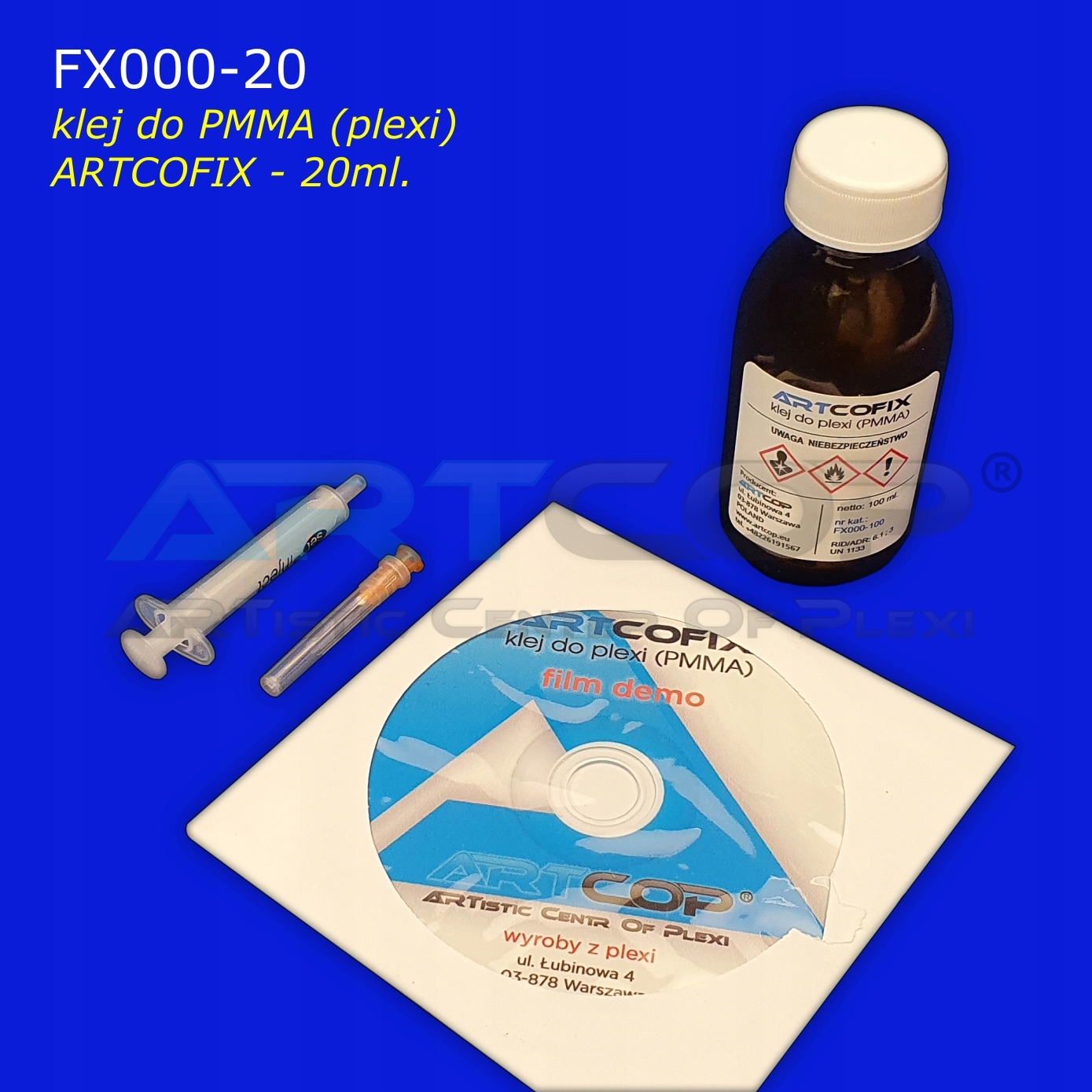 ARTCOFIX 20 ml PROFESJONALNY klej do PLEXI PLEKSI Marka Artcop
