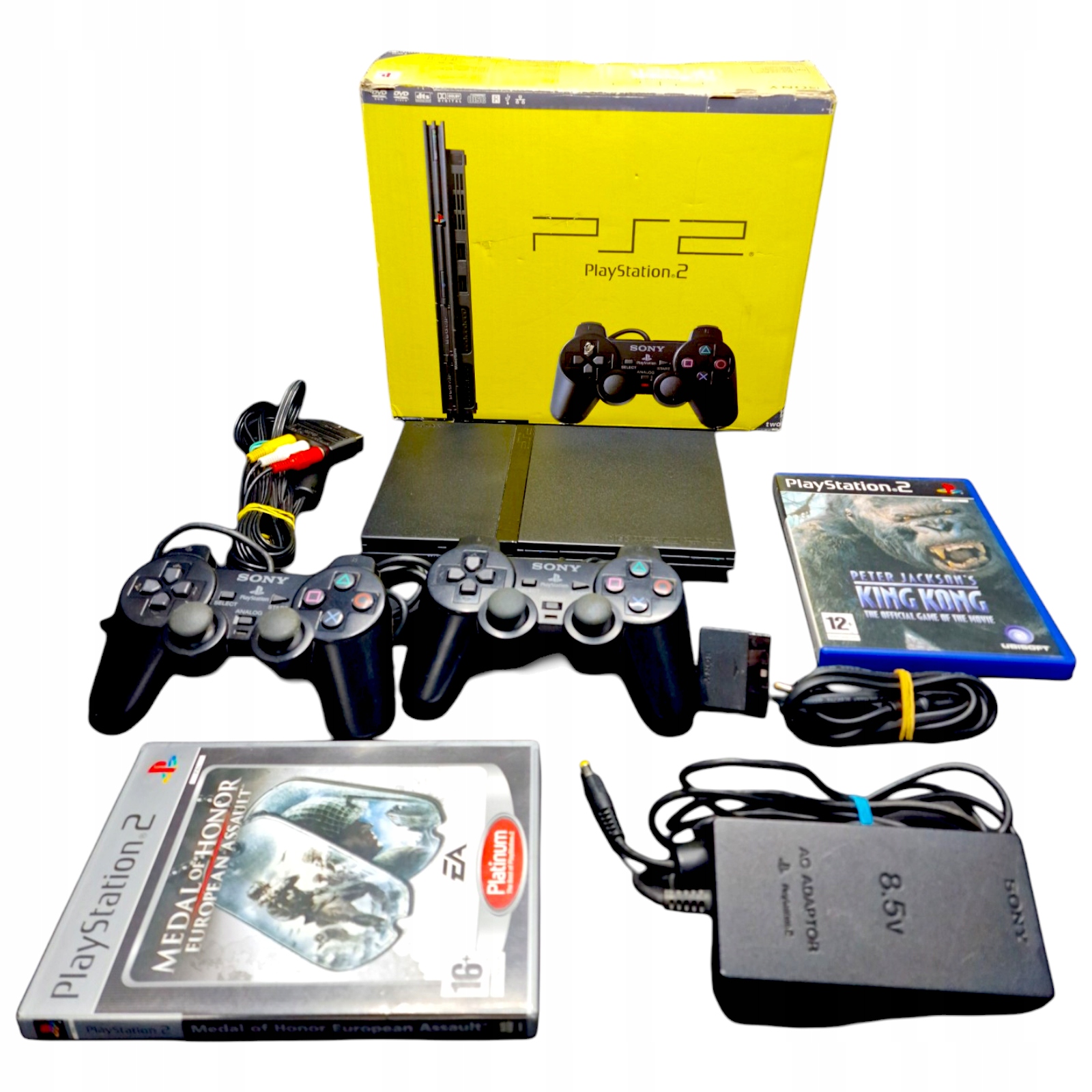 Zestaw KONSOLA PS2 SLIM SCPH-77004 KARTON BOX + 2 pady i gry Kod producenta 220122011