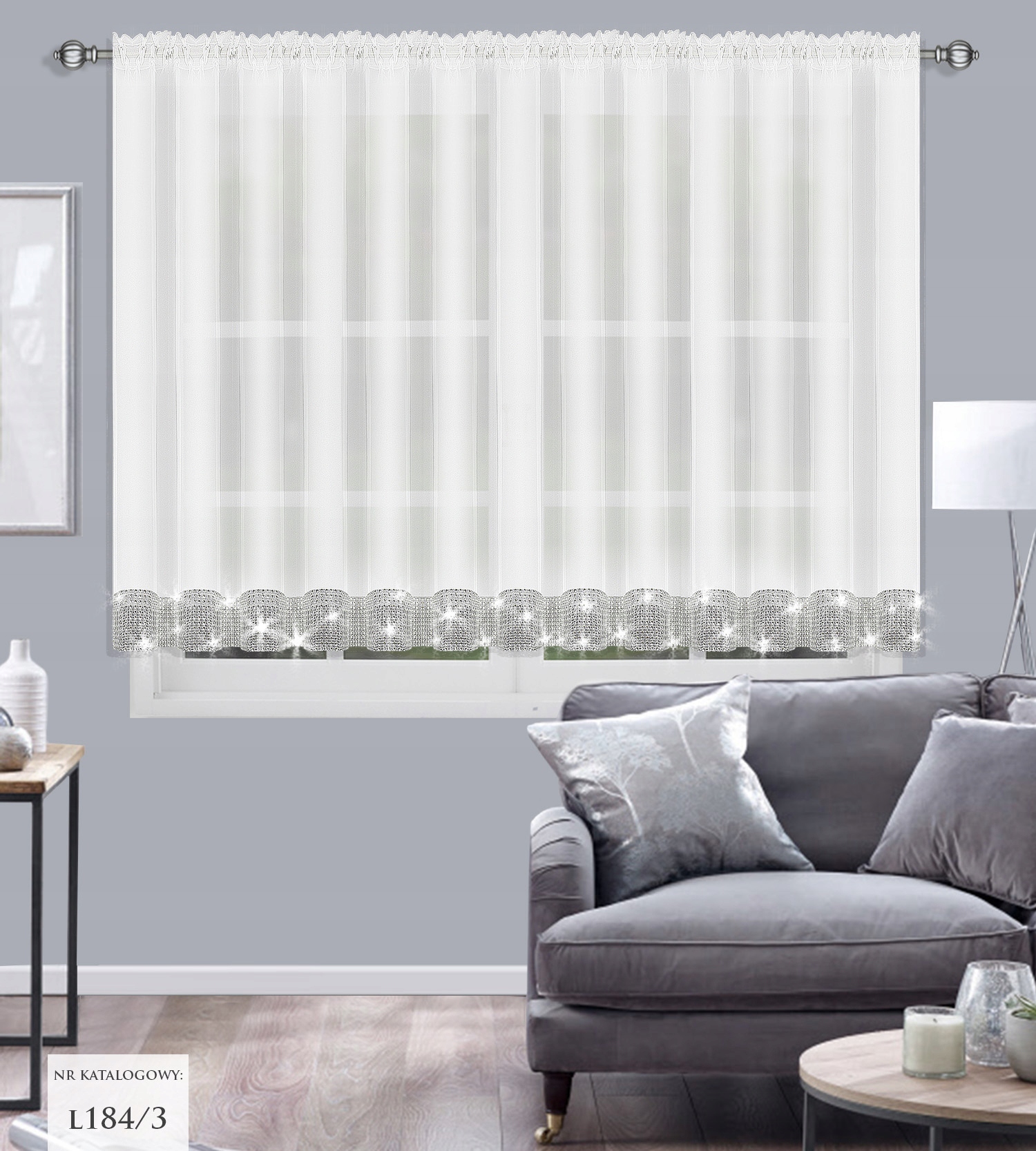 FIRANA CYRKONIE WOAL GOTOWA 300x150 BIAŁA DIAMENTY Rodzaj Firana pojedyncza