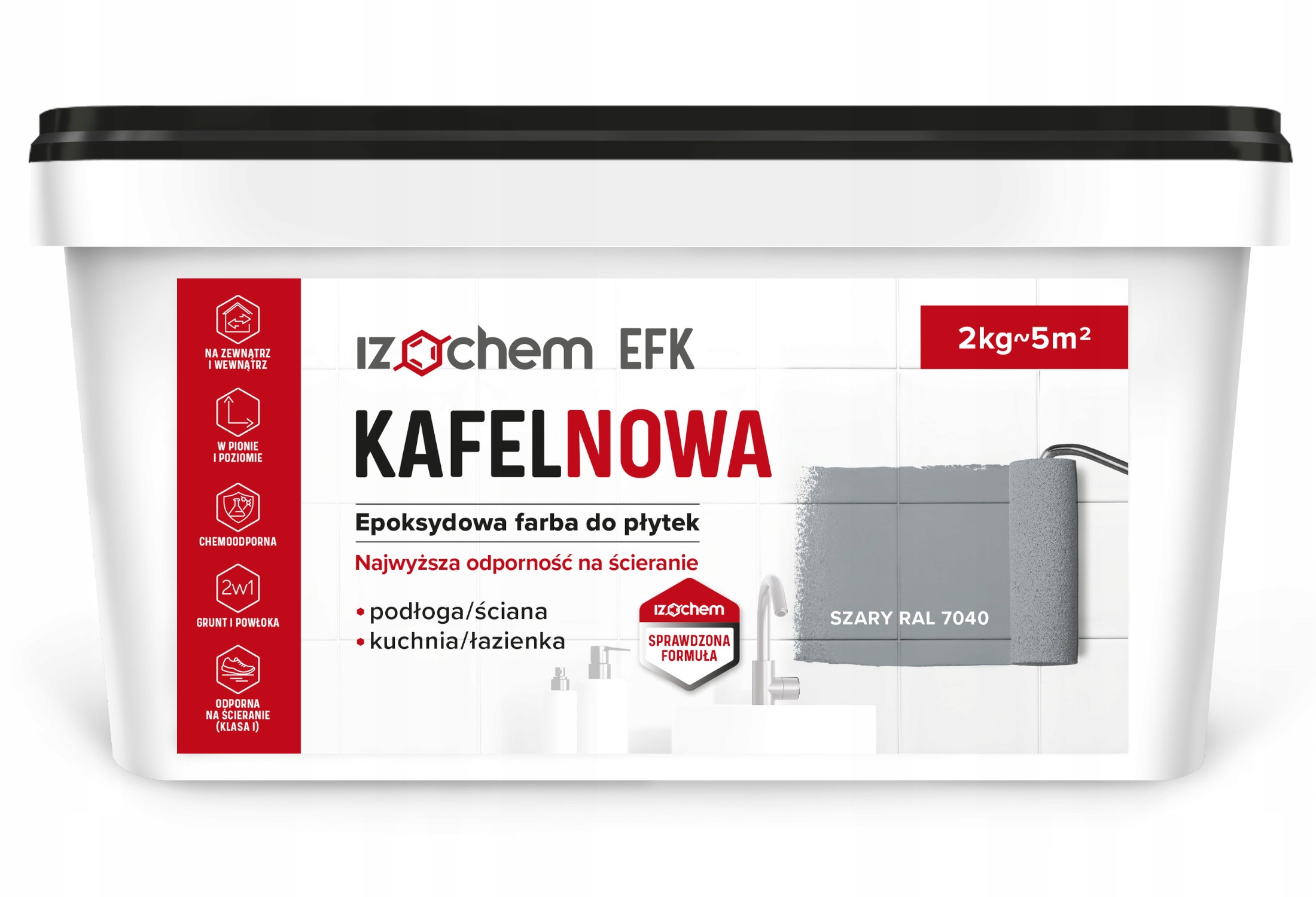 Epoxidová farba na dlaždice Izochem 2L pololesklá šedá RAL7040 Odolná, silná