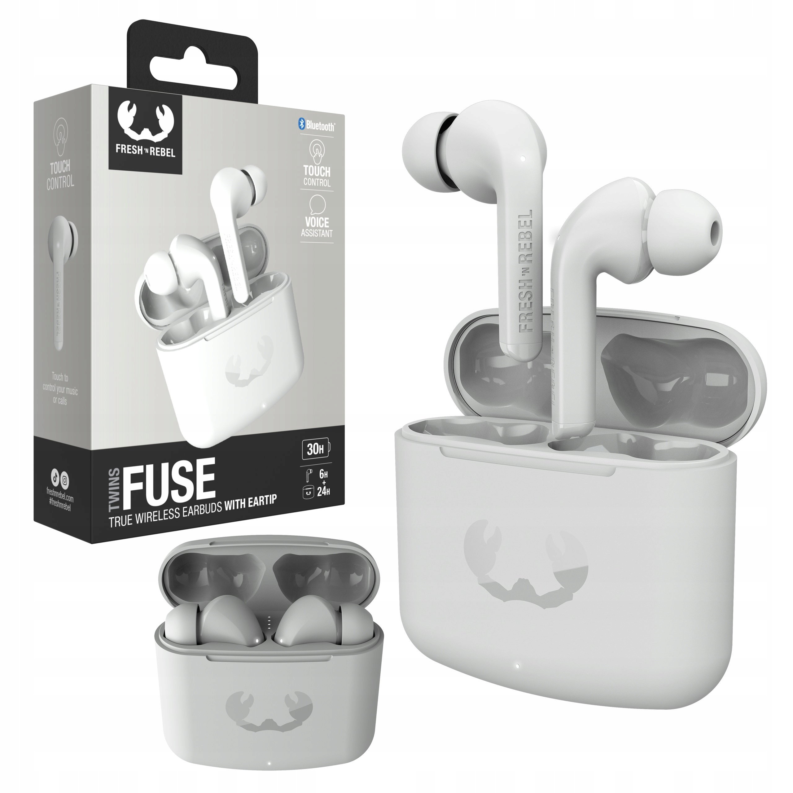 Fresh'n Rebel Słuchawki Bezprzewodowe Bt Dokanałowe Twins Fuse Ice Grey