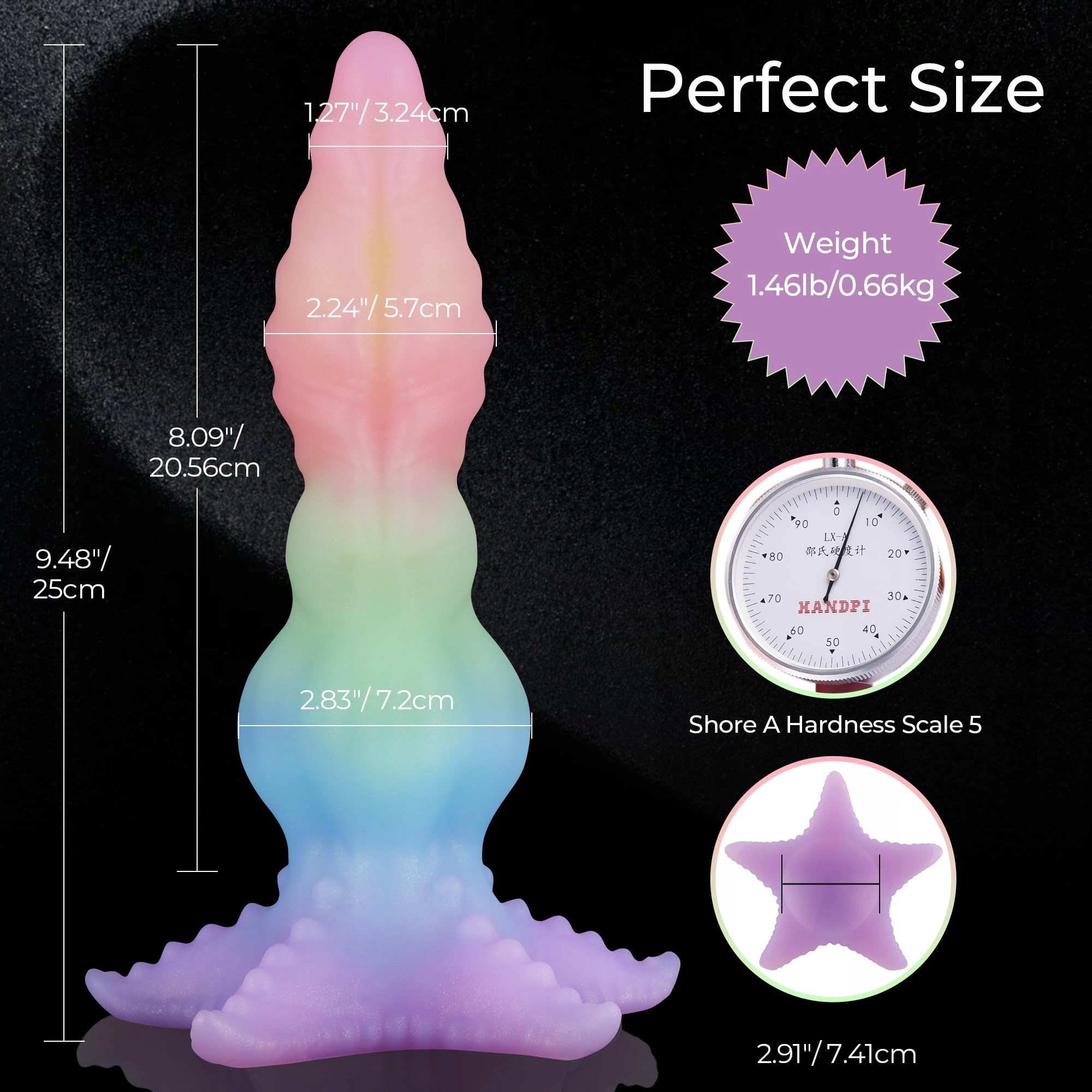 WILDOLO Dildo Silikonowy 25cm Knotendildo Świecący w Ciemności Dla Par — miniatura 2