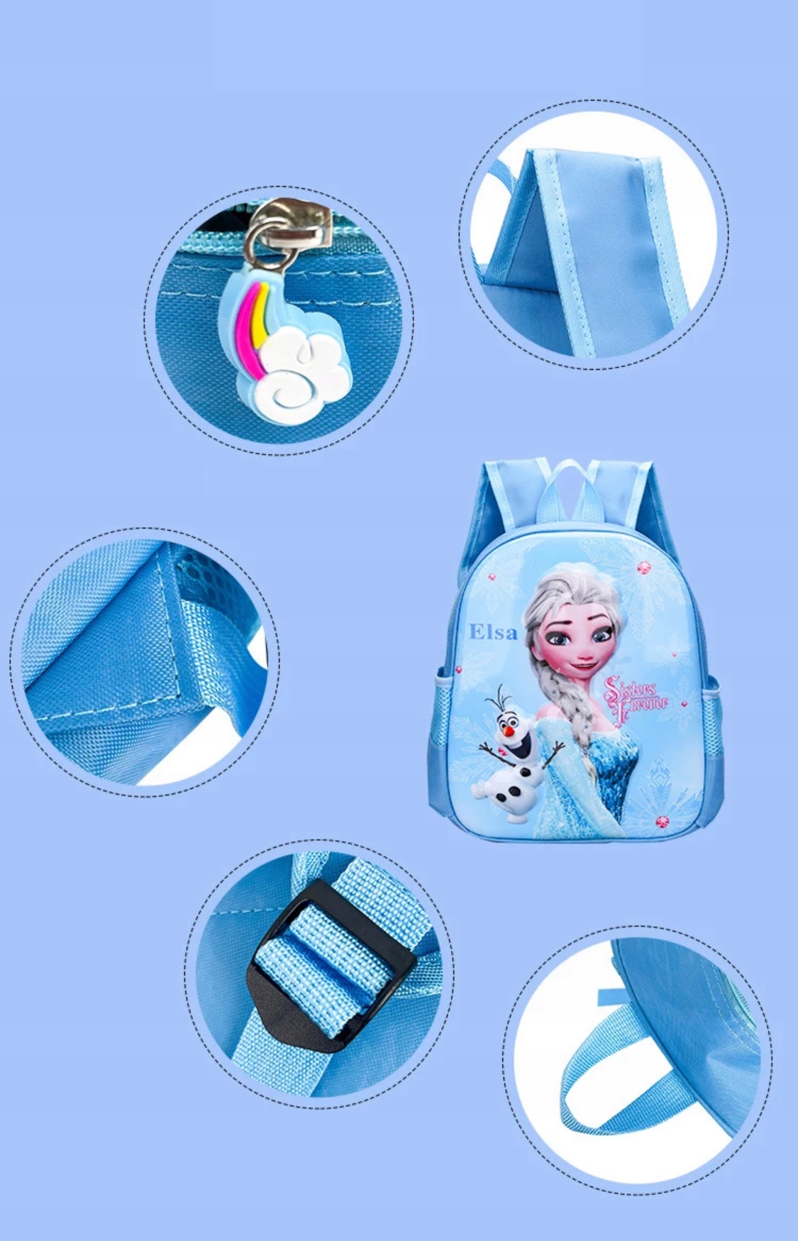 Elsa plecak 3D usztywniany laminowany niebieski lekki do przedszkola FROZEN Wiek dziecka 2 lata +